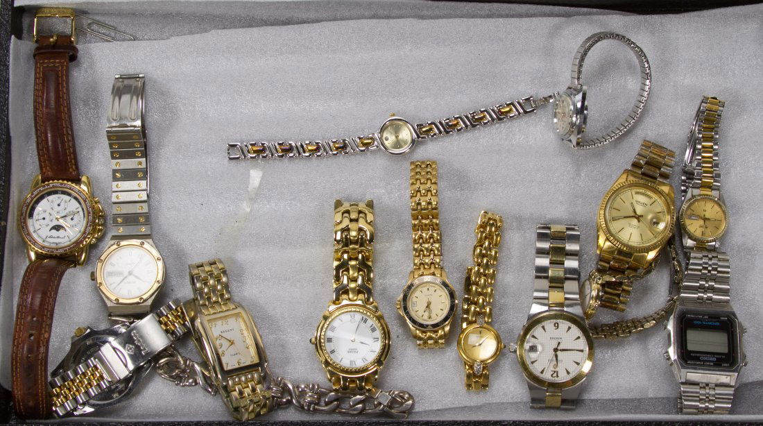 Men's Wrist Watch Collection: Men's Wrist Watch Collection Fifteen watches: (5) Seiko watches, (1) Eddie Bauer, (1) Benrus, (1) Regent, (1) Sarah Coventry, (1) Pulsar, (1) Stellaris, (1) Concord Mariner, (2) Gruen, and (1) unknown
