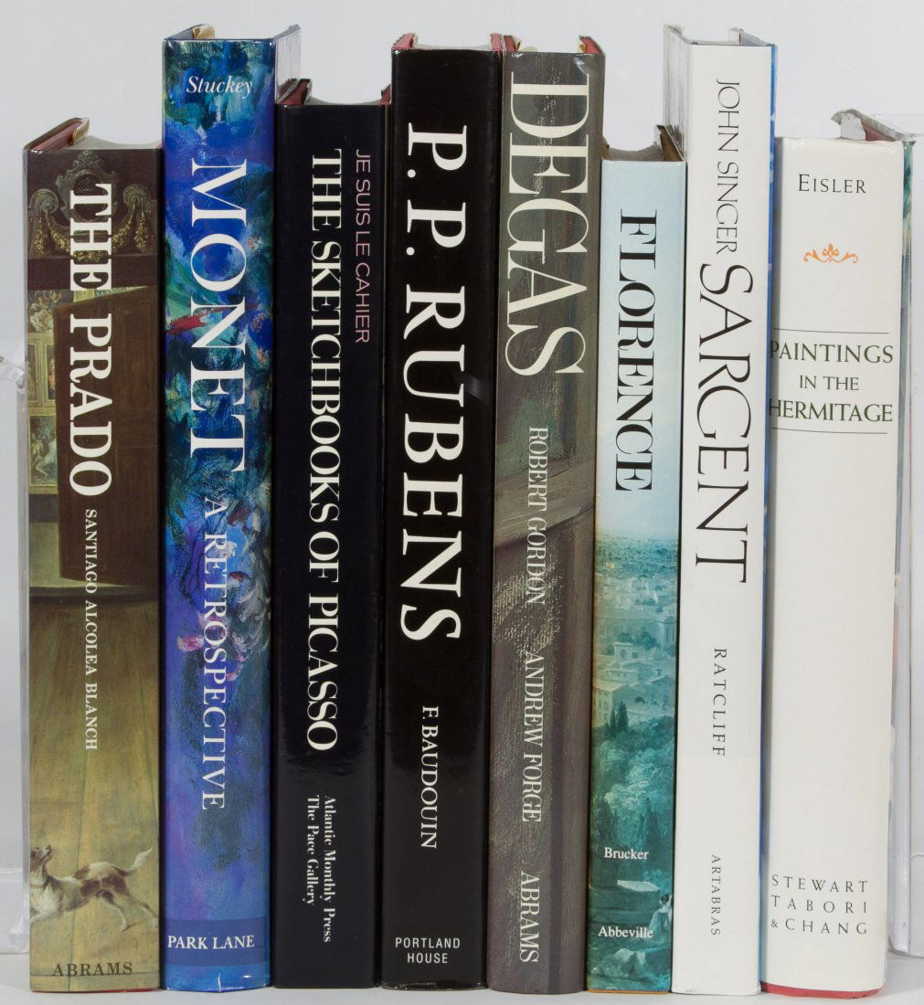 Art Book Assortment: Art Book Assortment Eight Books: (1) 'Paintings In The Hermitage', (1) 'Sargent', (1) 'Monet A Retrospective', (1) 'Florence', (1) 'Degas', (1) 'P.P. Rubens, (1) 'The Prado, and (1) 'The Sketchbooks O