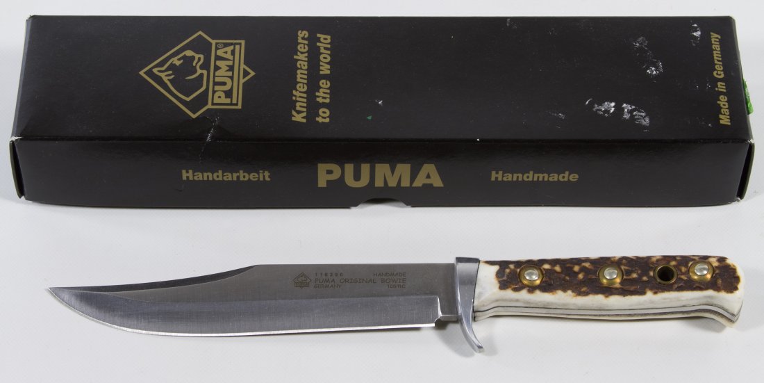 Puma Bowie Hunting Knife: Puma Bowie Hunting Knife Including original box, and blade marked '116396' Length: 11.00 inches Category: Military & Weapons > Knives Shipping Status: Leonard Auction, Inc. will directly ship via USPS