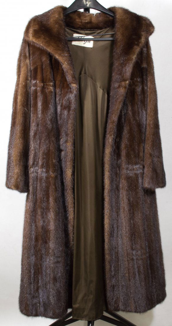 Thorpe Mink Coat: Thorpe Mink Coat Full length coat with 'Thorpe' label from Evanston, Illinois and with embroidered monogrammed 'Arlyne G' Length: 47.00 inches, Width: 20.00 inches (width is from armpit to armpit)Size