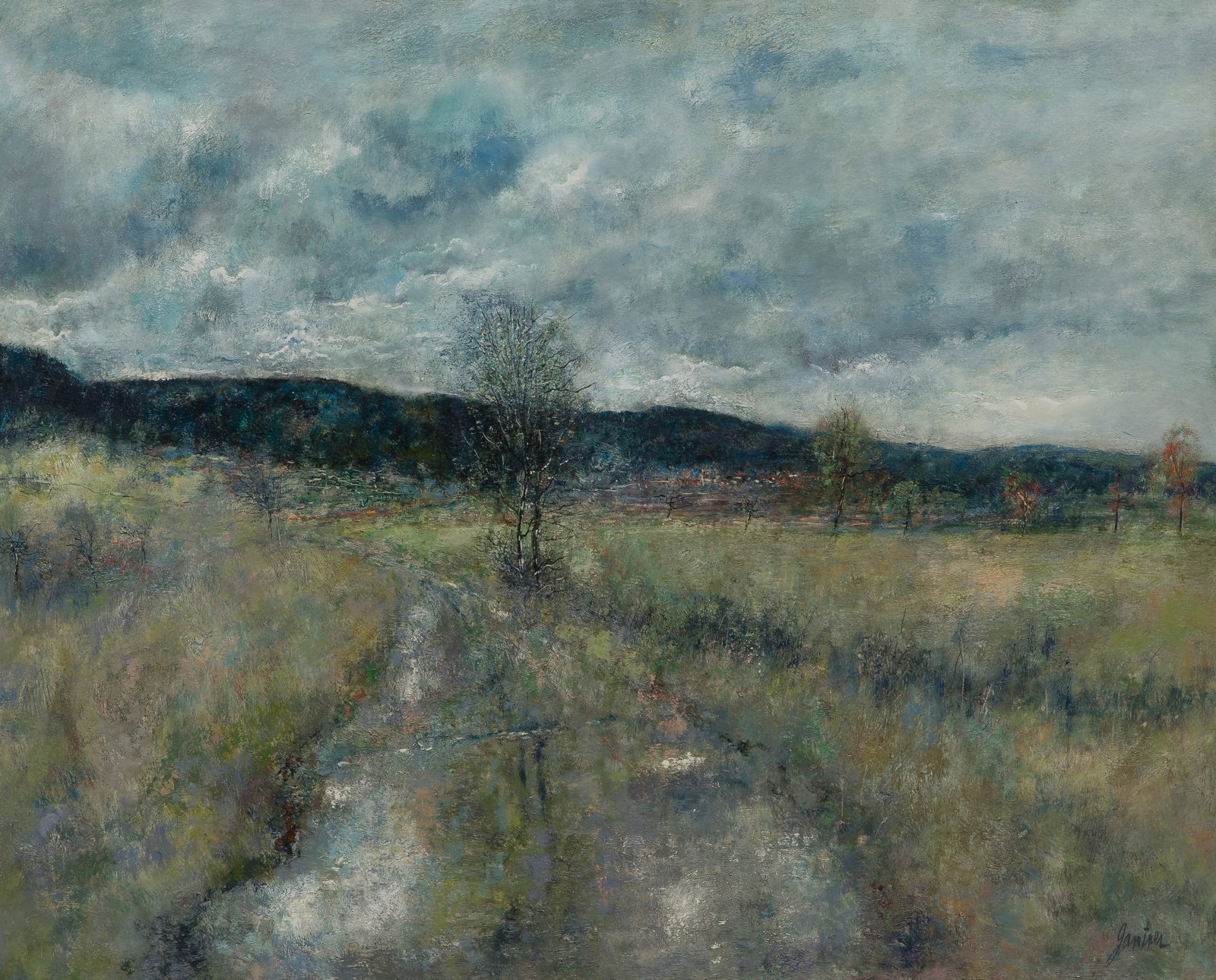 Bernard Gantner (French, 1928-2018) Oil on Canvas: Bernard Gantner (French, 1928-2018) Oil on Canvas Undated, signed landscape in a black painted wood frame Property from: a Private Collector, Chesterton, Indiana Height: 25 inches, Width: 31 1/2