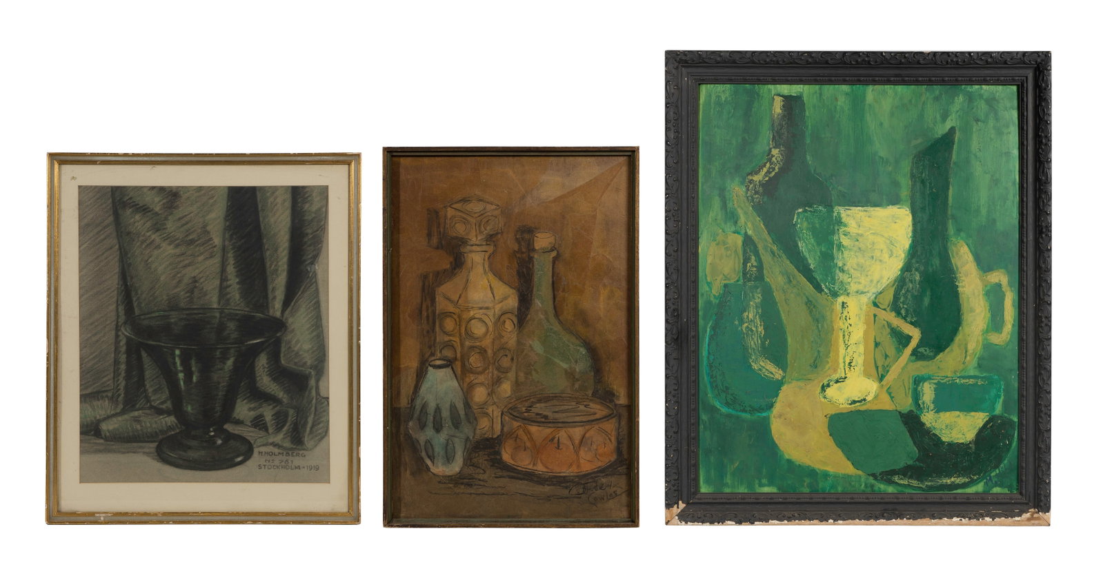 Various Artists (20th Century) Still Life Assortment: Various Artists (20th Century) Still Life Assortment (3) items including an undated H. Holmburg watercolor on panel depicting an empty vase, annotated 'no. 761 Stockholm 1919', an undated Gertrude Cro