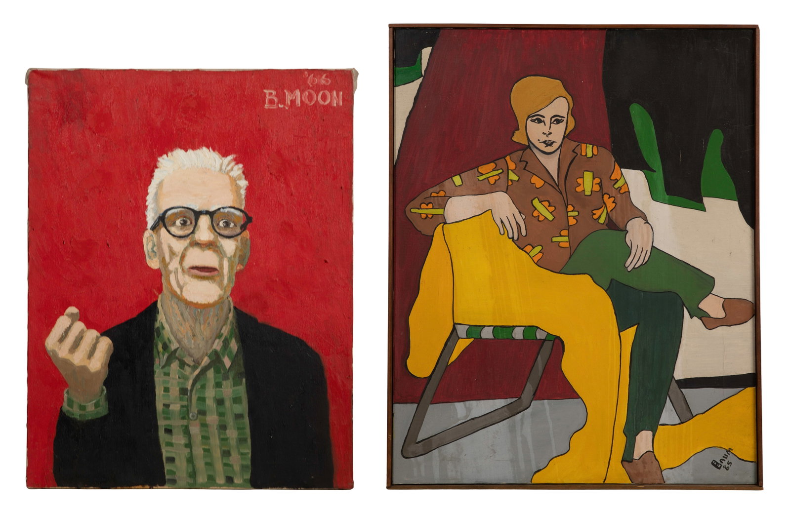 B. Moon (American, 20th Century) Oil on Canvas (1 of 2)