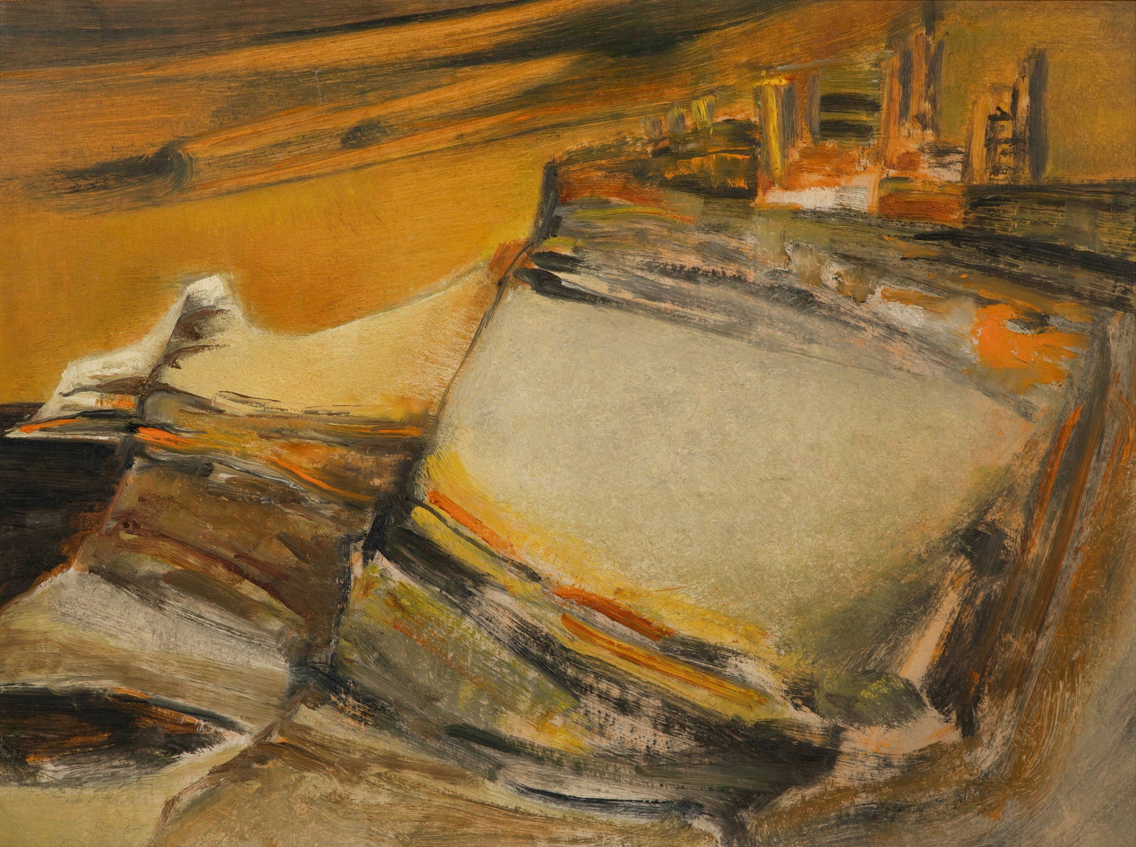 Mary Gehr (American, 1910-1997) 'Lindos Like a Trumpet Calls' Oil on Canvas (1 of 3)