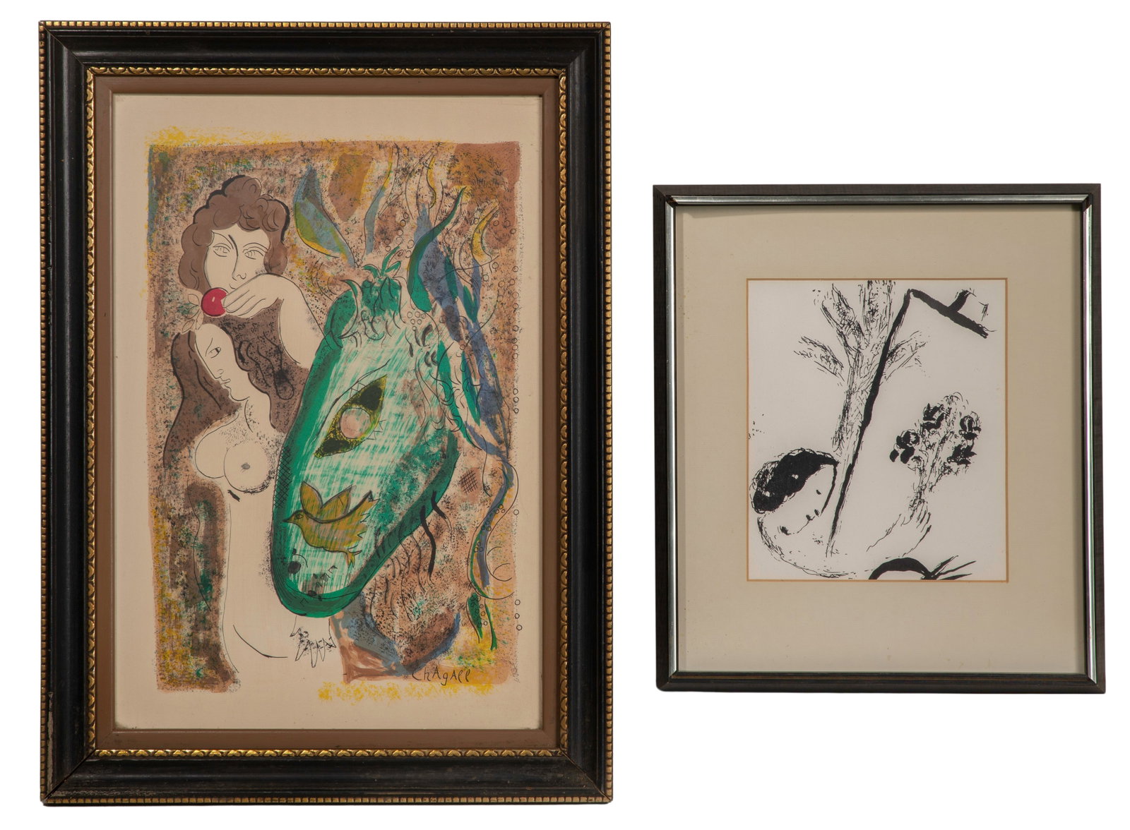 Marc Chagall (Russian, 1887-1985) Lithographs: Marc Chagall (Russian, 1887-1985) Lithographs (2) items including a lithograph 'Bouquet in Hand' that Chagall contributed to the book by Jacques Lassaigne, published in Paris in 1957 by Maeght,