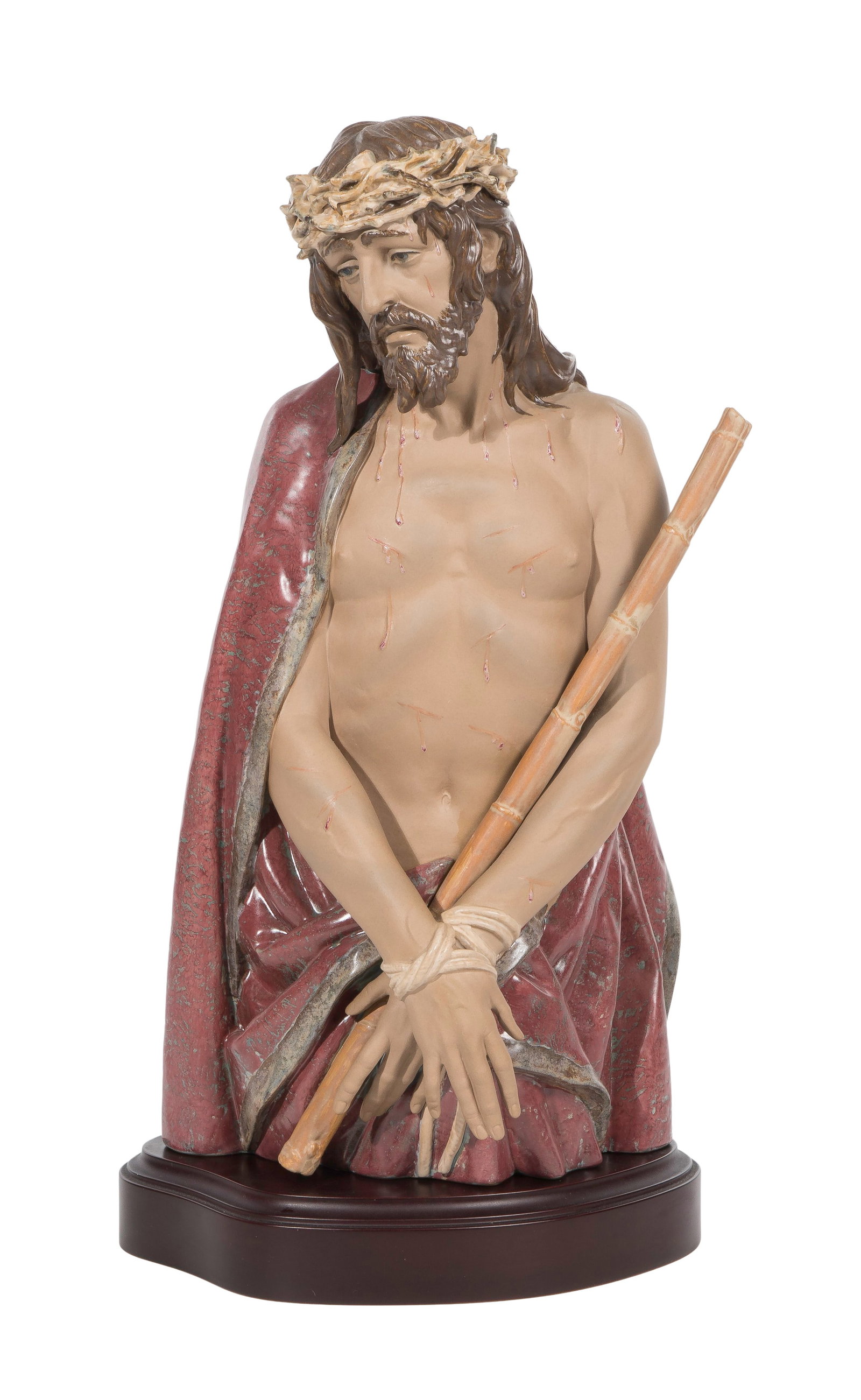 Lladro #3573 Golgotha Porcelain Figurine: Lladro #3573 Golgotha Porcelain Figurine Gres figure, #112/1000 having framed and signed COA, having a wood stand Property from: a Private Collector, Aurora, Illinois Height: 20 inches, Width: 10