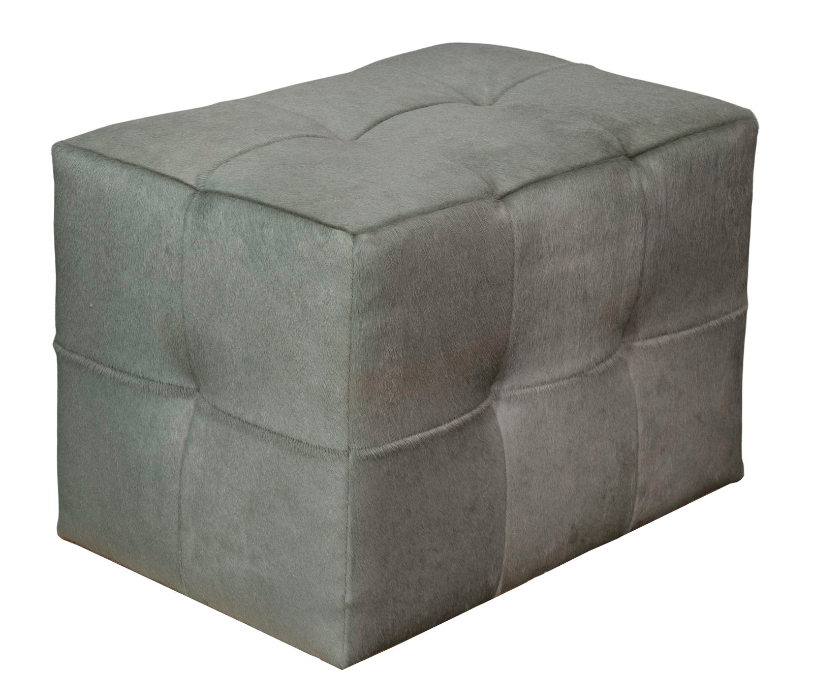 Horsehair Cube Ottoman: Horsehair Cube Ottoman Having square tufted design, dyed blue horsehair Property from: an Estate, Chicago (Streeterville), Illinois Height: 18 inches, Width: 26 1/2 inches, Depth: 18 1/2 inches