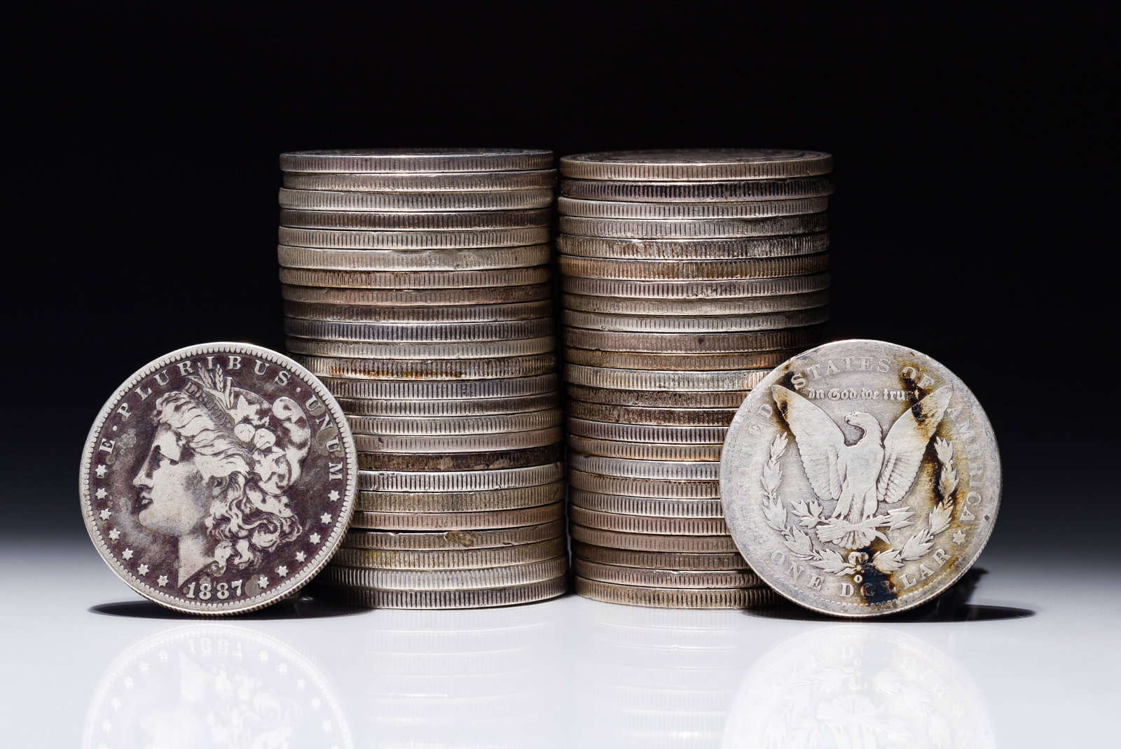 Morgan Dollars $1: Morgan Dollars $1 (50) coins including mixed mints from 1887, 1888 and 1889 Property from: a Private Collector, Chicago (Rogers Park), Illinois Category: Dollars > Morgan Dollar Estimated Sale Time: