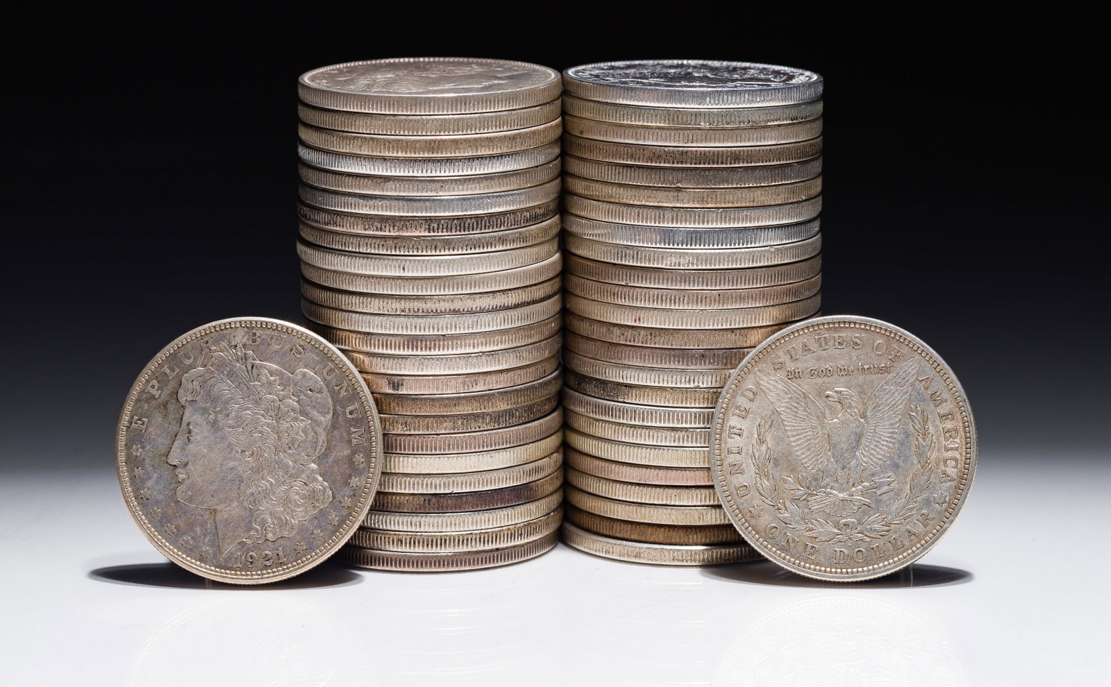 1921-D Morgan Dollars $1: 1921-D Morgan Dollars $1 (50) coins Property from: a Private Collector, Chicago (Rogers Park), Illinois Category: Dollars > Morgan Dollar Estimated Sale Time: 10:34 am CST Shipping Status: Shipping