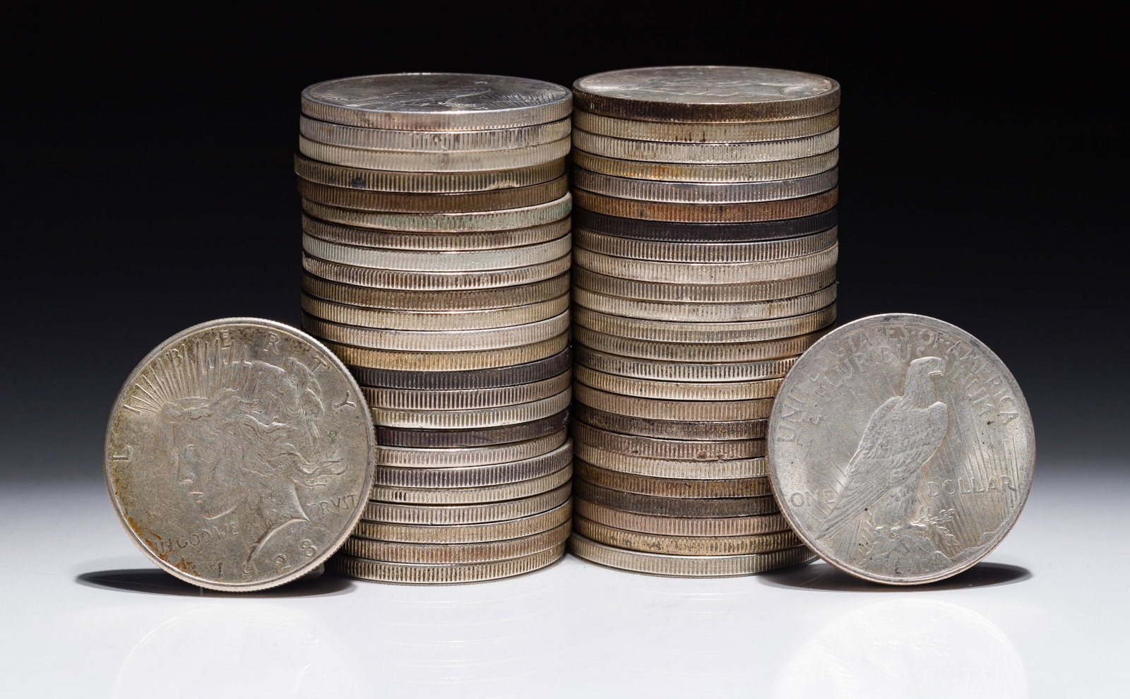 1923 Peace Dollars $1: 1923 Peace Dollars $1 (50) coins Property from: a Private Collector, Chicago (Rogers Park), Illinois Category: Dollars > Peace Dollar Estimated Sale Time: 10:56 am CST Shipping Status: Shipping Quote