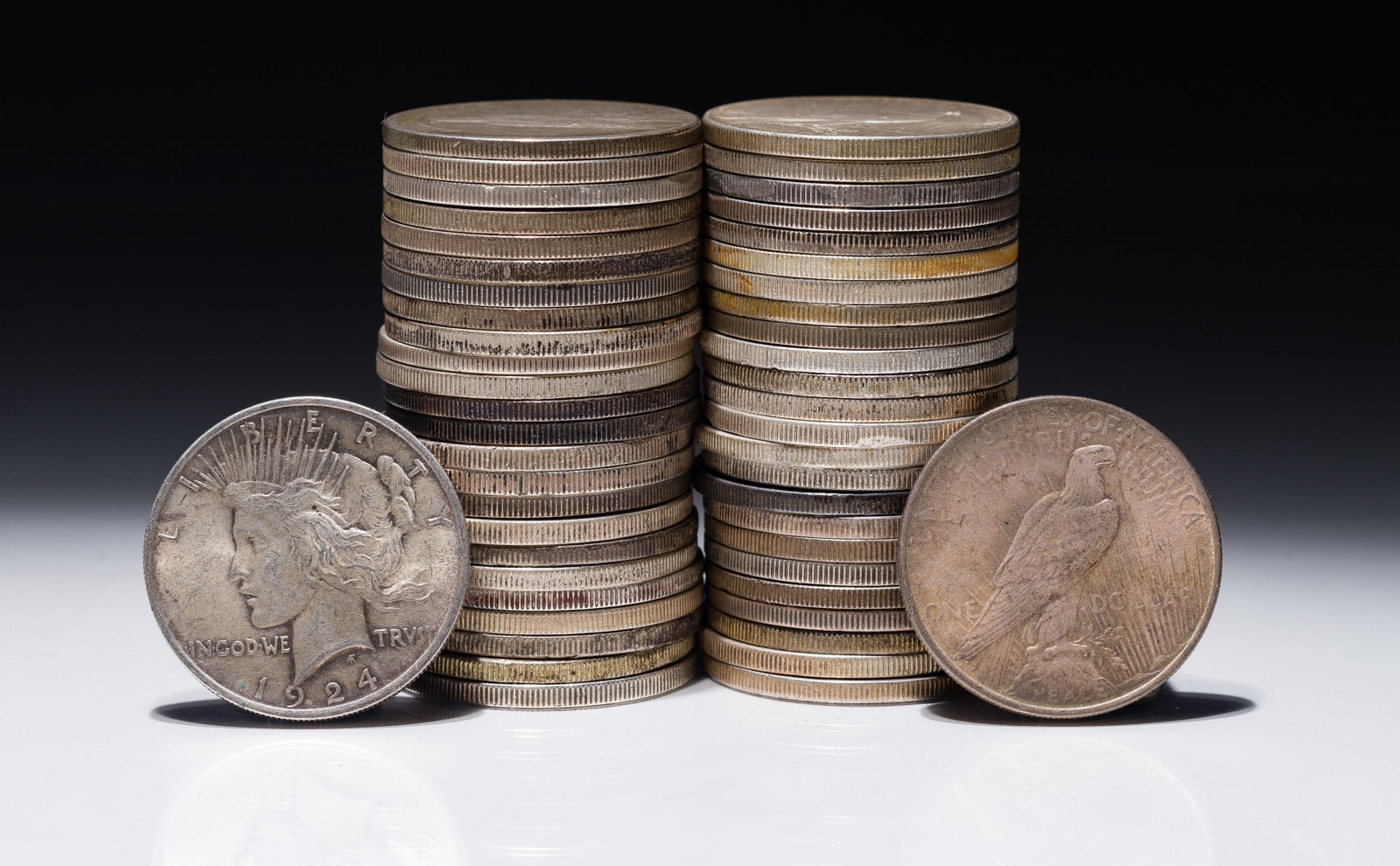1924 Peace Dollars $1: 1924 Peace Dollars $1 (50) coins Property from: a Private Collector, Chicago (Rogers Park), Illinois Category: Dollars > Peace Dollar Estimated Sale Time: 11:00 am CST Shipping Status: Shipping Quote