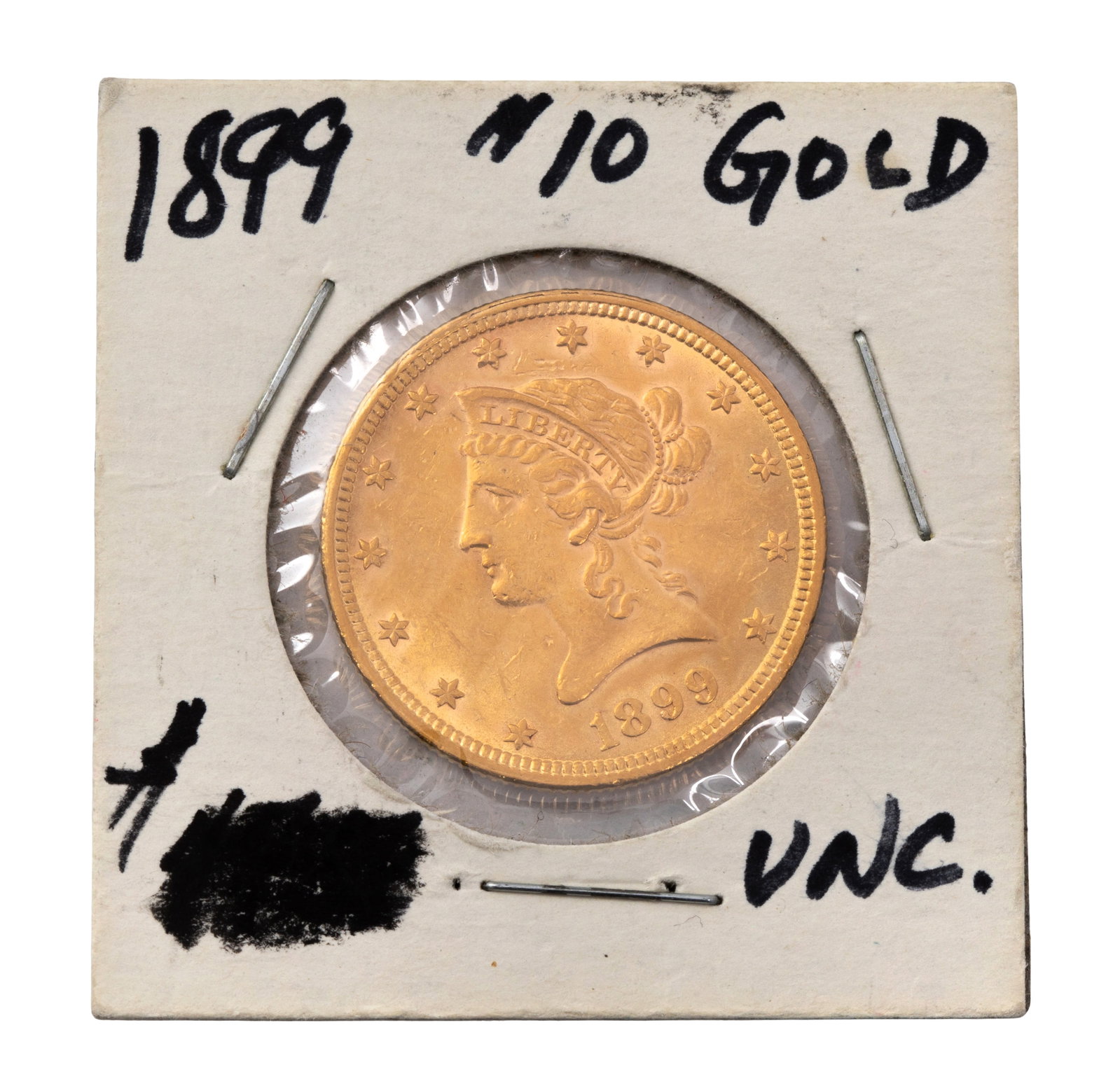 1899 $10 Gold Unc.: 1899 $10 Gold Unc. Property from: a Private Collector, Chicago (Rogers Park), Illinois Category: US Gold > $10 Gold Estimated Sale Time: 11:24 am CST Shipping Status: Shipping Quote Download High