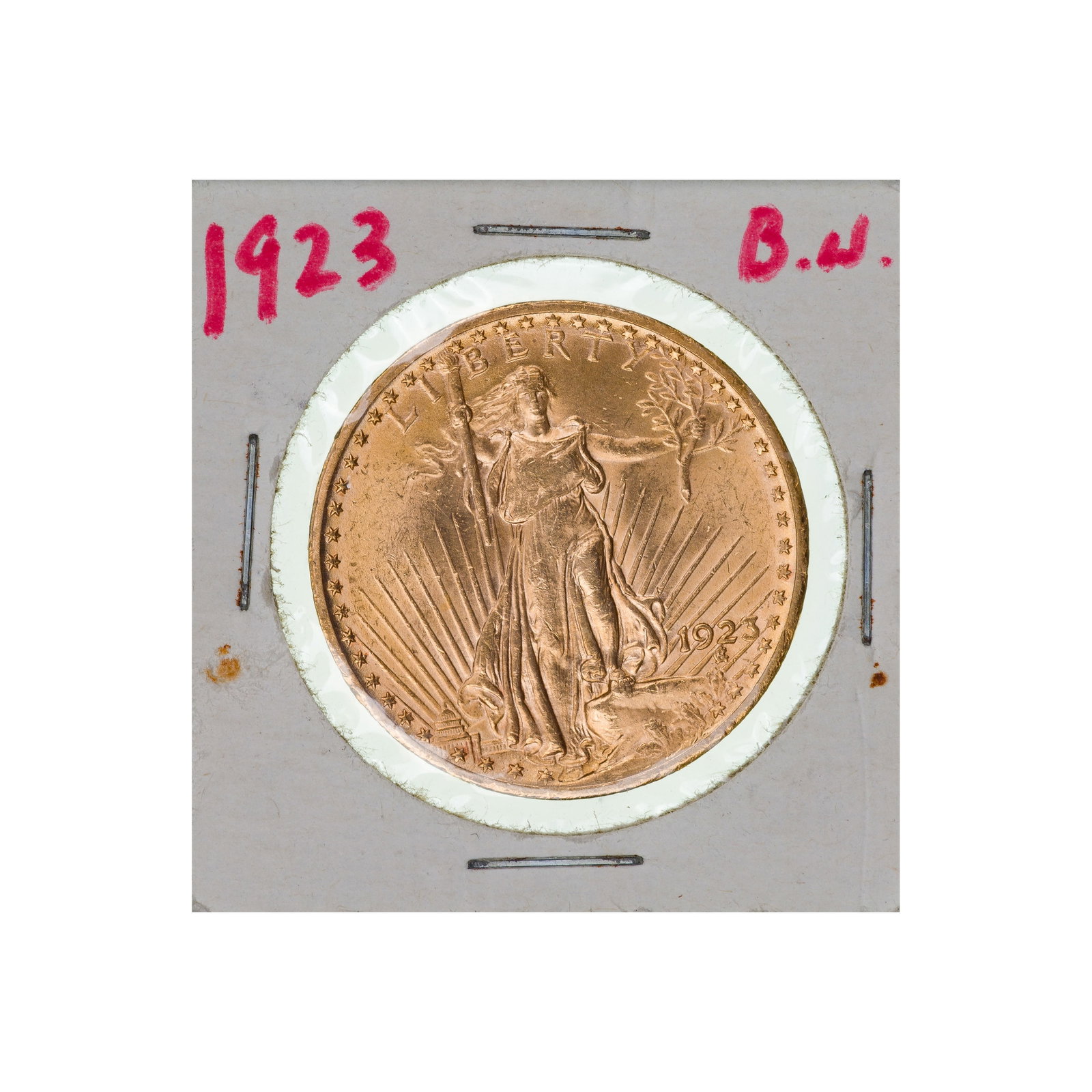 1923 $20 Gold Saint-Gaudens Unc.: 1923 $20 Gold Saint-Gaudens Unc. Property from: a Private Collector, Chicago (Rogers Park), Illinois Category: US Gold > $20 Gold Estimated Sale Time: 11:27 am CST Shipping Status: