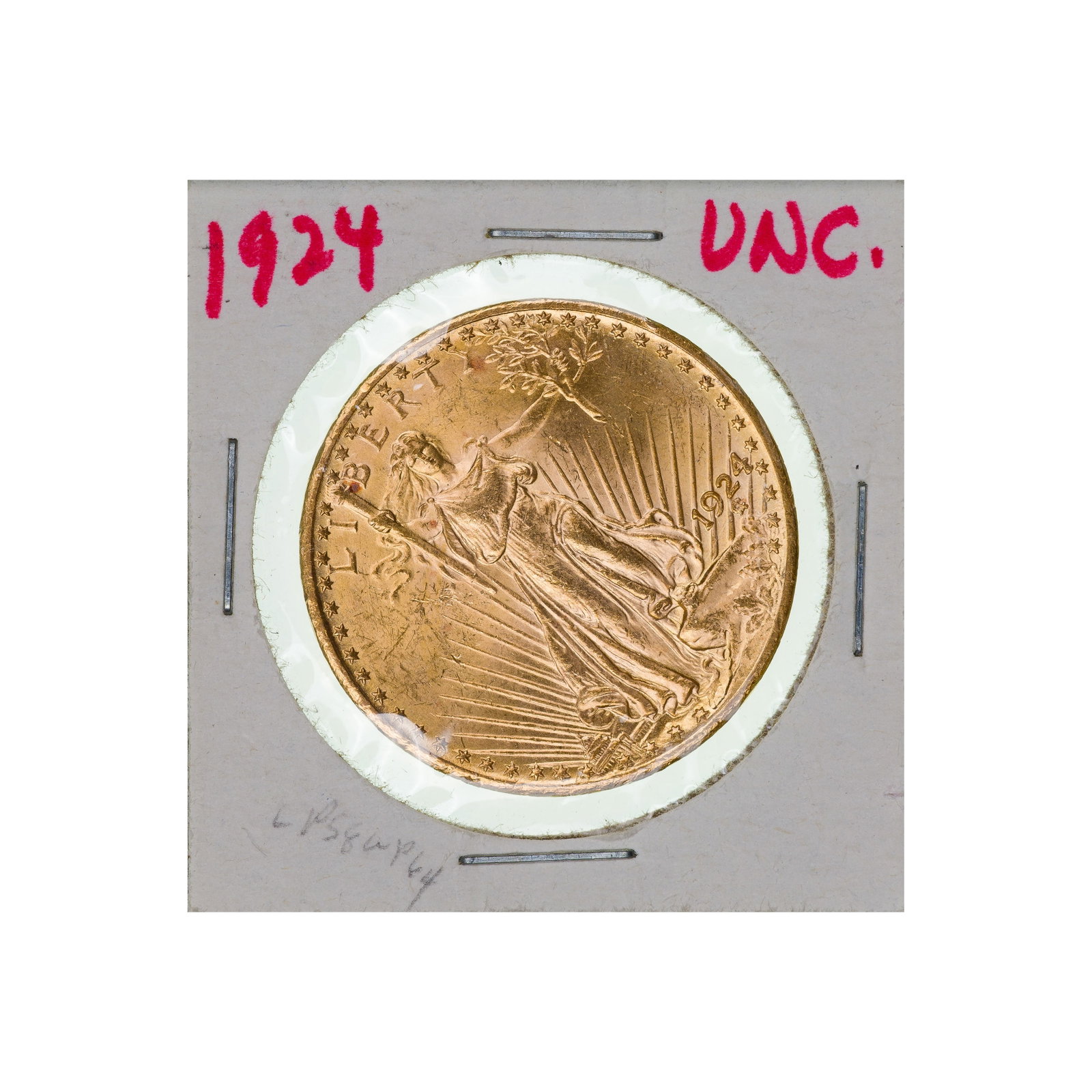 1924 $20 Gold Saint-Gaudens Unc.: 1924 $20 Gold Saint-Gaudens Unc. Property from: a Private Collector, Chicago (Rogers Park), Illinois Category: US Gold > $20 Gold Estimated Sale Time: 11:30 am CST Shipping Status: Shipping Quote