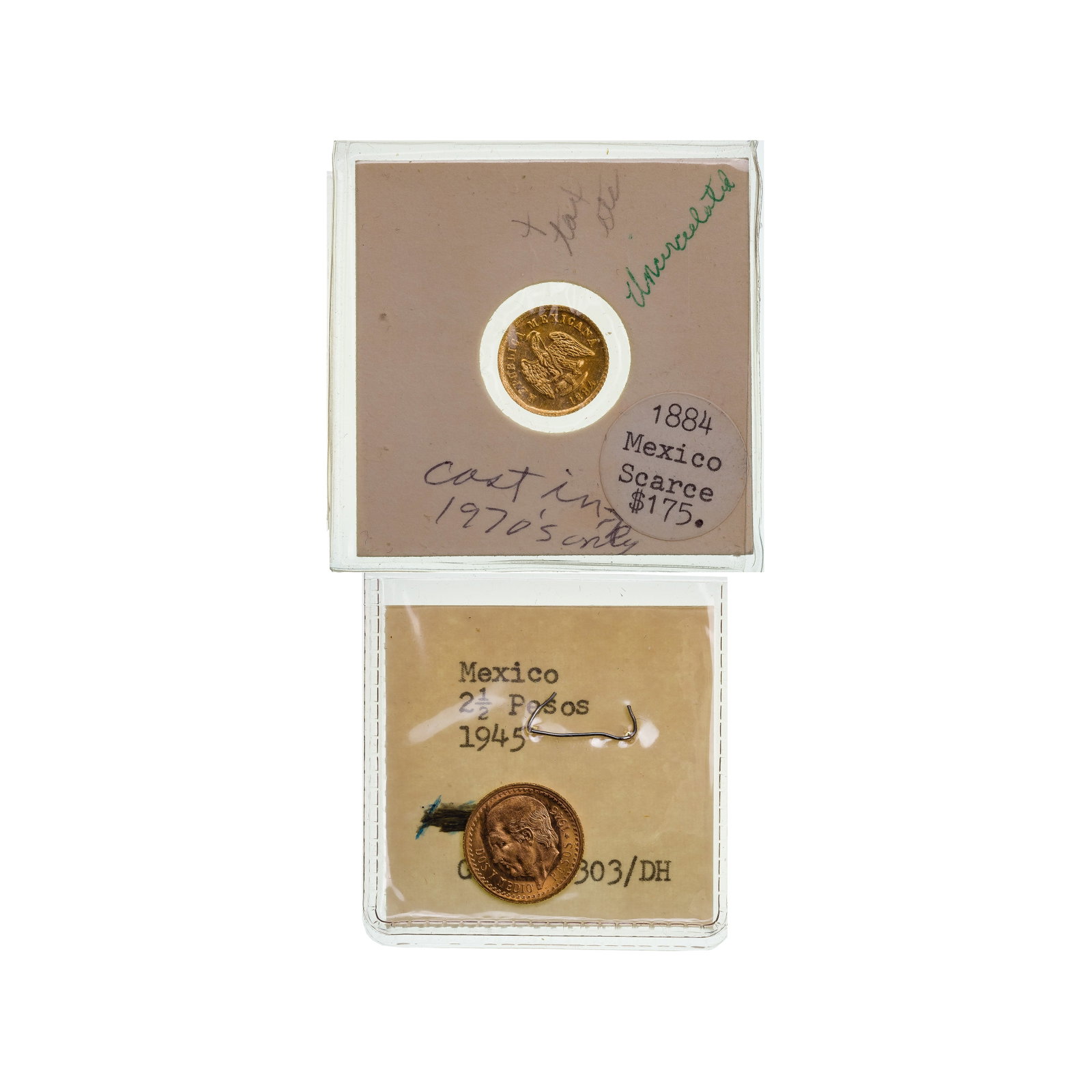 Mexico: 1884 1 Peso and 1945 2 1/2 Peso Gold (1 of 2)
