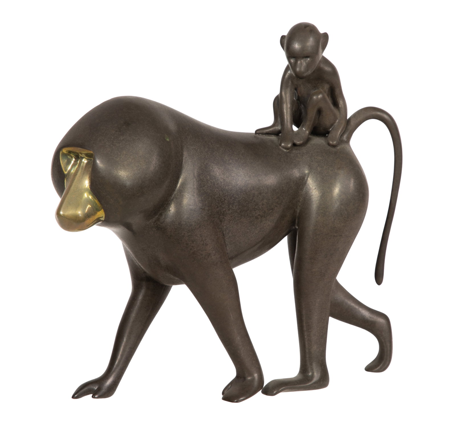 Loet Vanderveen (Dutch, 1921-2015) Parcel Gilt Bronze Monkey Sculpture (1 of 3)