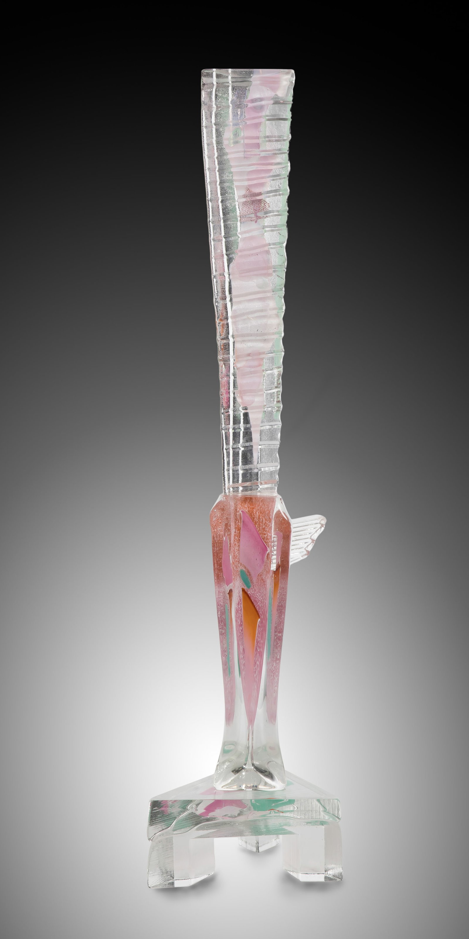 Richard 'Rick' Eckerd (American, b.1960) Multi Media Glass Sculpture: Richard 'Rick' Eckerd (American, b.1960) Multi Media Glass Sculpture 1993, etch signed, a vertical art glass sculpture having intricate internal patterns, wires and iridescent finishes Property from: 