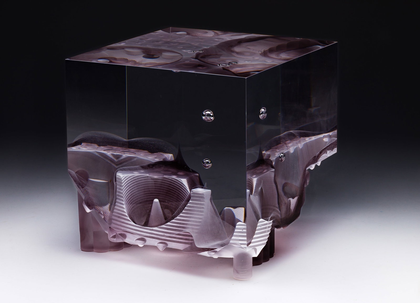 Steven Weinberg (American, b.1954) Art Glass Sculpture: Steven Weinberg (American, b.1954) Art Glass Sculpture Undated, engraved signature, #69/305, block-form having cast voids underside appearing as forms within, including Marx-Saunders Gallery, LTD docu