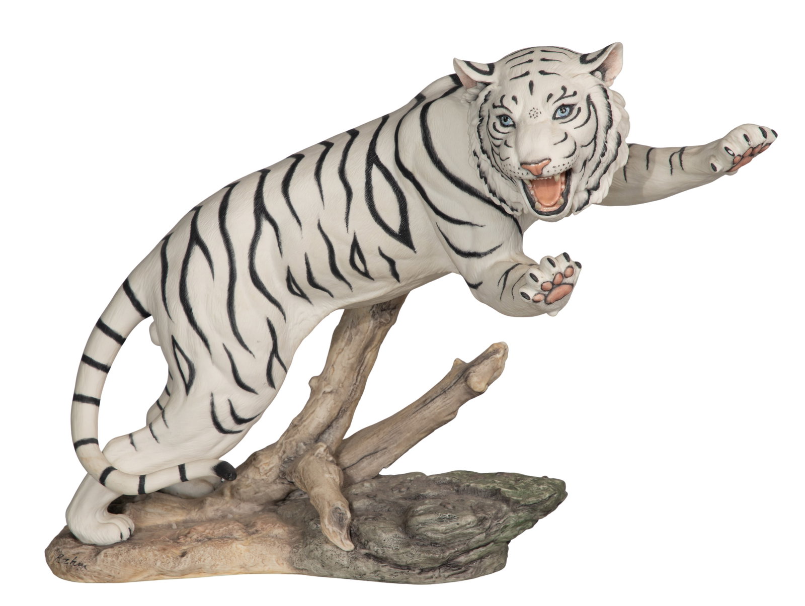 Boehm Bengal Tiger Porcelain Figurine: Boehm Bengal Tiger Porcelain Figurine 1992, signed on base, limitation #23 and date on maker label underside Property from: an Estate, Madison, Wisconsin Height: 14 1/2 inches, Length: 18 inches,