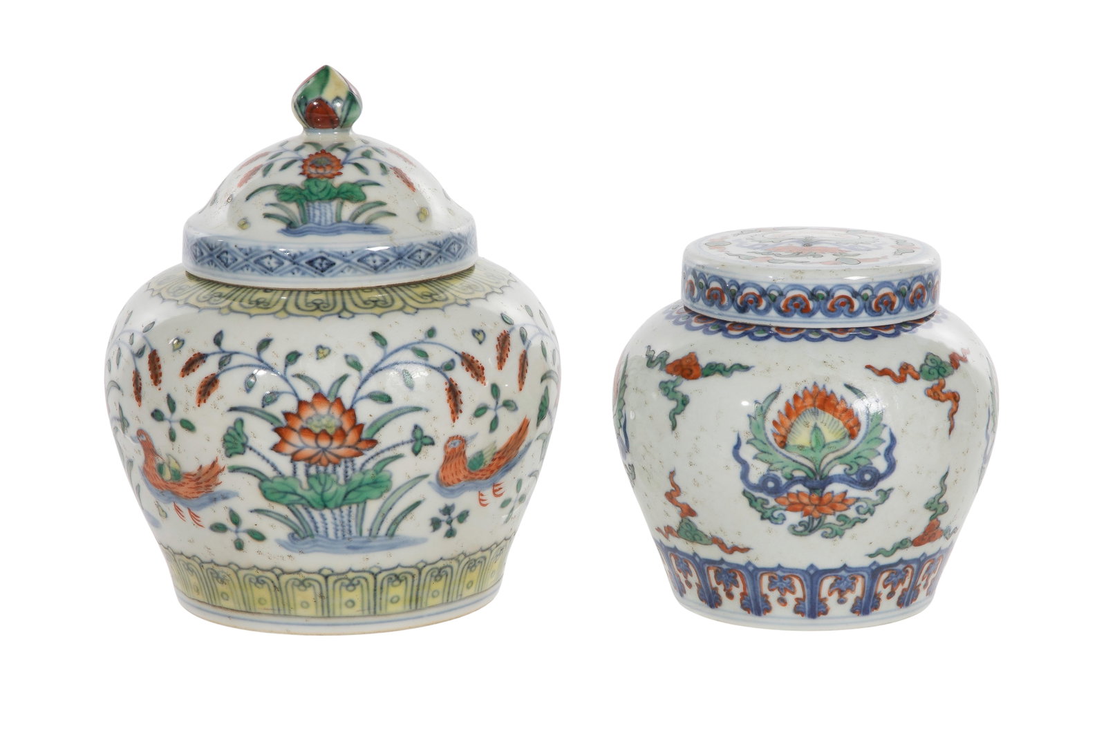 Chinese Ming Style Doucai Porcelain Covered Jars (1 of 2)