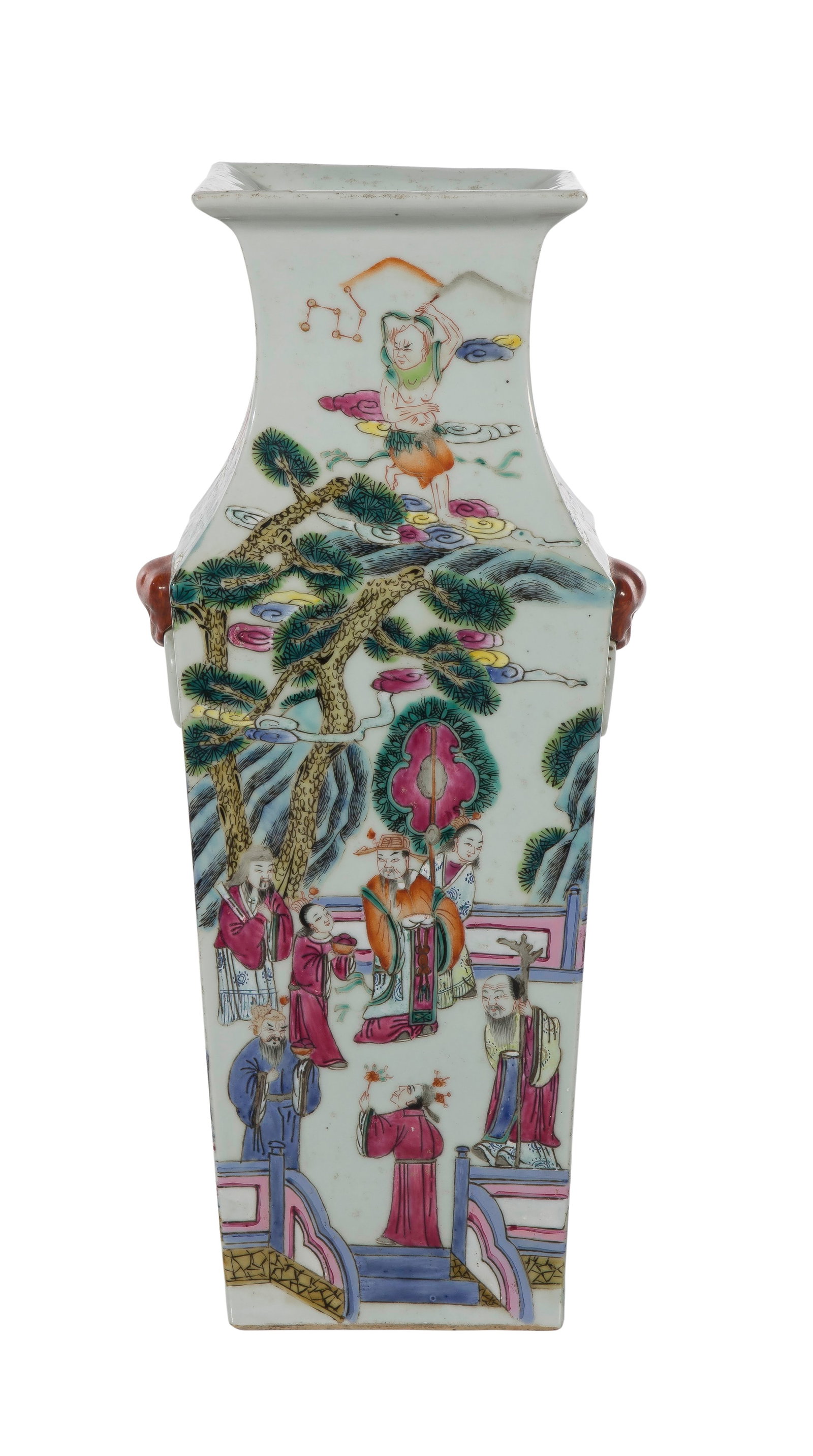 Chinese Wucai Fang Hu Vase (1 of 3)