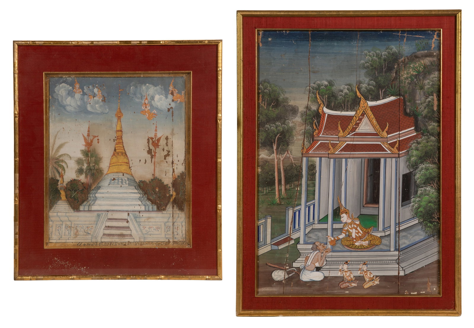 Southeast Asian Distemper Paintings on Wood Panels (1 of 2)