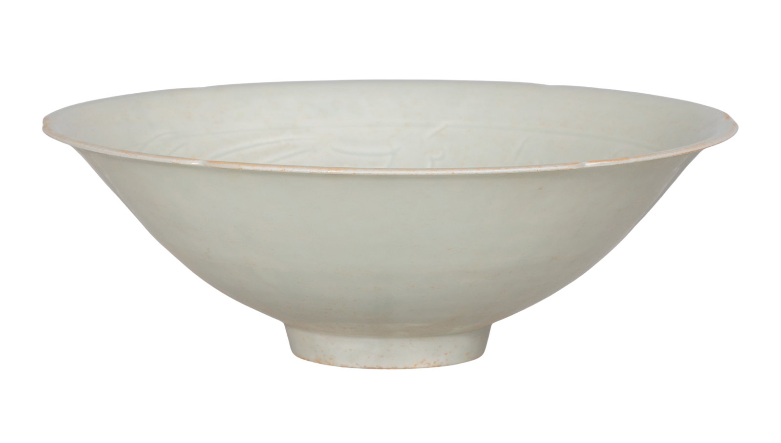 Chinese Song Style Qingbai Glaze Carved Lotus Pattern Bowl: Chinese Song Style Qingbai Glaze Carved Lotus Pattern Bowl Flaring from the short foot, curving walls rise to a foliate rim, shallow-carved interior Property from: a Private Collector, Sanford,