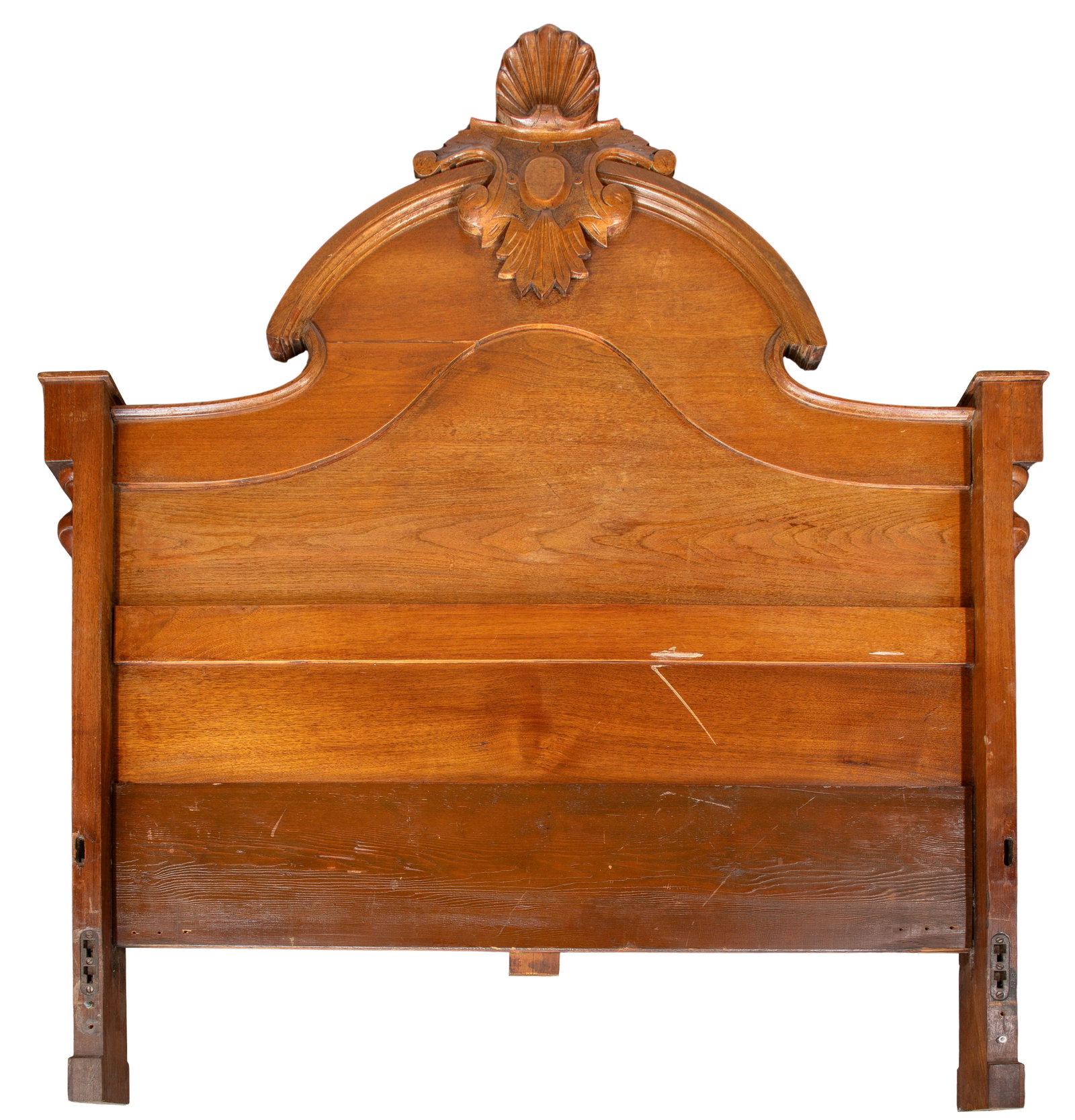 Full Size Wood Headboard: Full Size Wood Headboard Renaissance Revival design, a tall headboard having an arch top, carved shell crest at center and corbels on side posts Property from: an Estate, Evanston, Illinois Height: