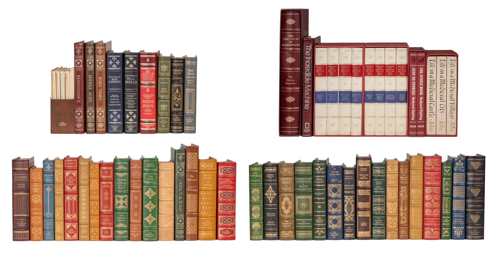 Franklin Library Leather Bound Book Assortment: Franklin Library Leather Bound Book Assortment (46) total items including (35) classics from the Franklin Library; together with a set of paperback guides to various Franklin Library issues, (3) sets