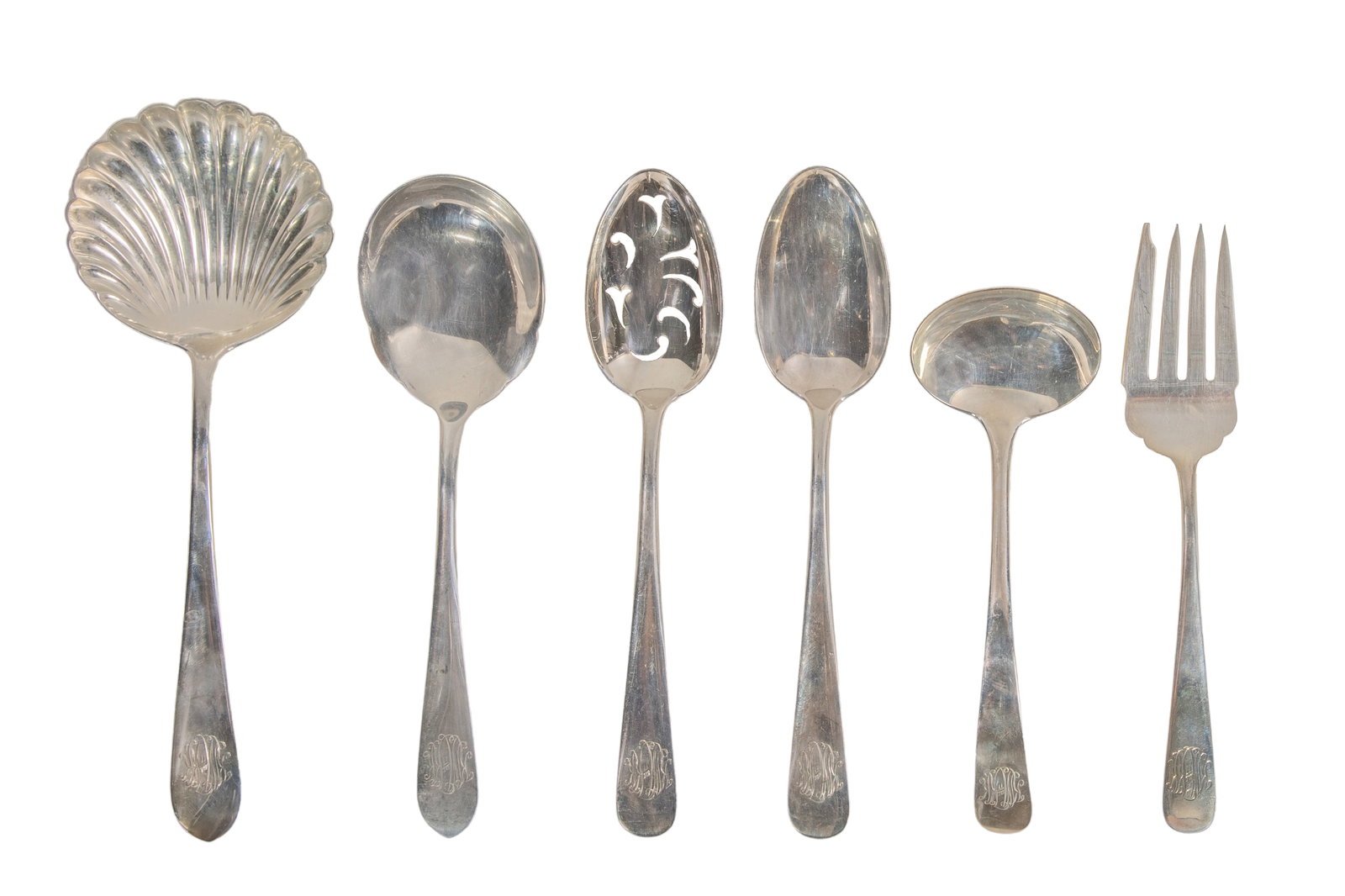 Sterling Silver Utensil Assortment: Sterling Silver Utensil Assortment Various items including spoons, forks, cake breaker, ladles, salt and pepper shakers, napkin rings and candlesticks Property from: a Private Collector, Winnetka,