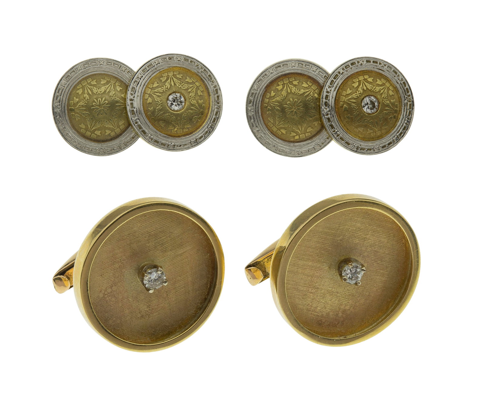 14k Yellow Gold and Diamond Cufflink Sets (1 of 1)