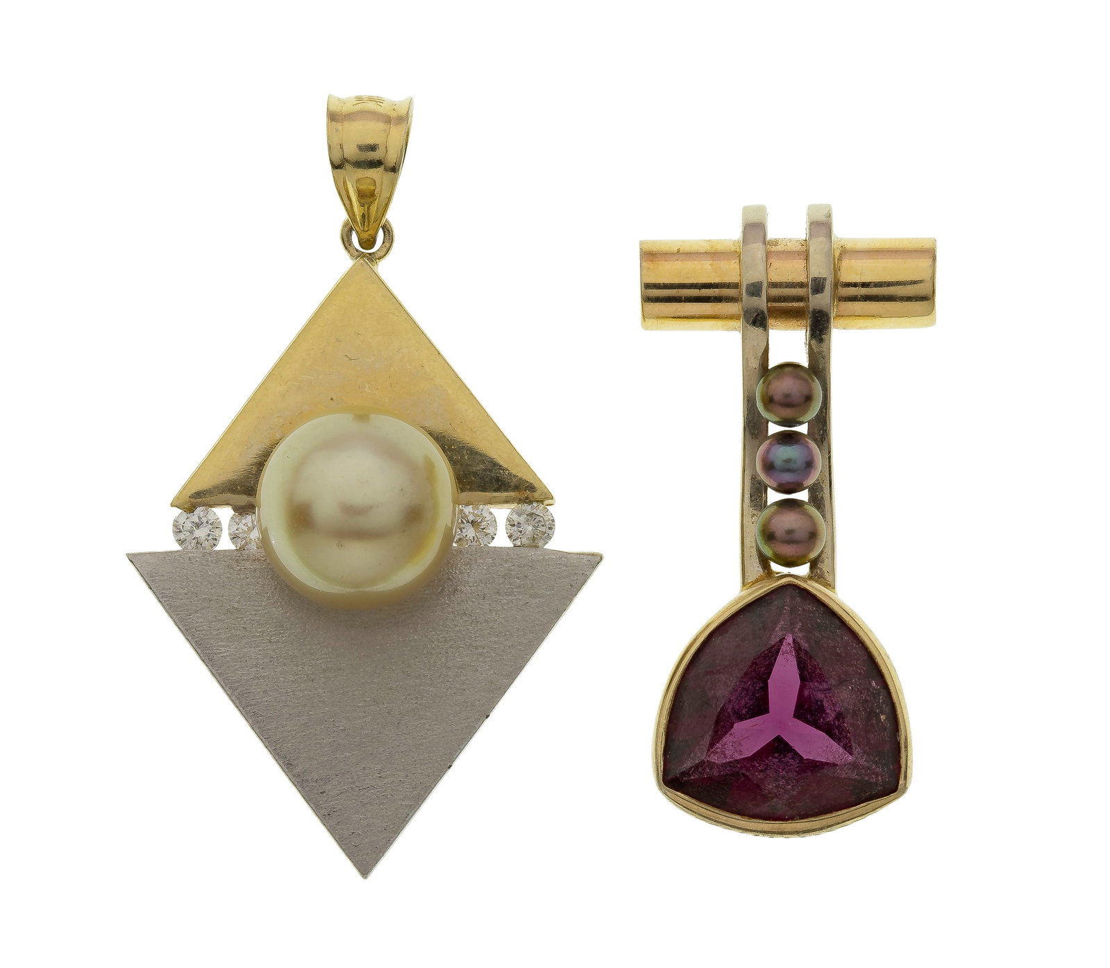 14k Bi-Color Gold, Pearl and Gemstone Pendants (1 of 3)