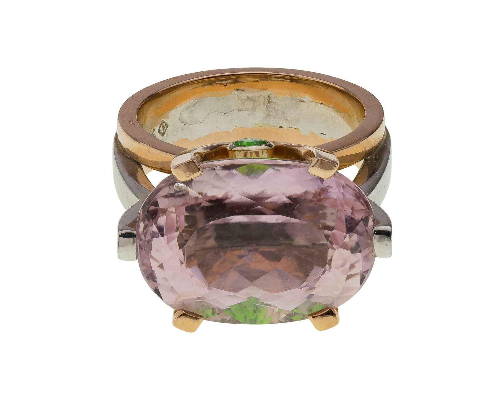 14k Bi-Color Gold, Morganite and Tsavorite Garnet Ring (1 of 4)
