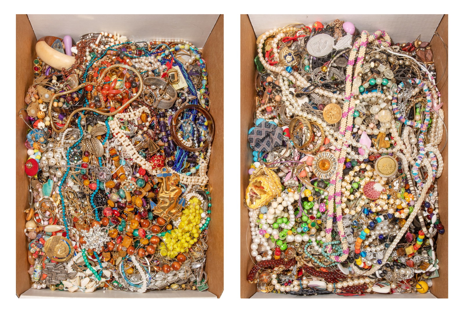 Costume Jewelry Assortment: Costume Jewelry Assortment Approximately (40) pounds of necklaces, bracelets, pins and earrings Property from: a Private Collector, Gilbert, Illinois Length: 18 inches (necklace) Condition: light to m