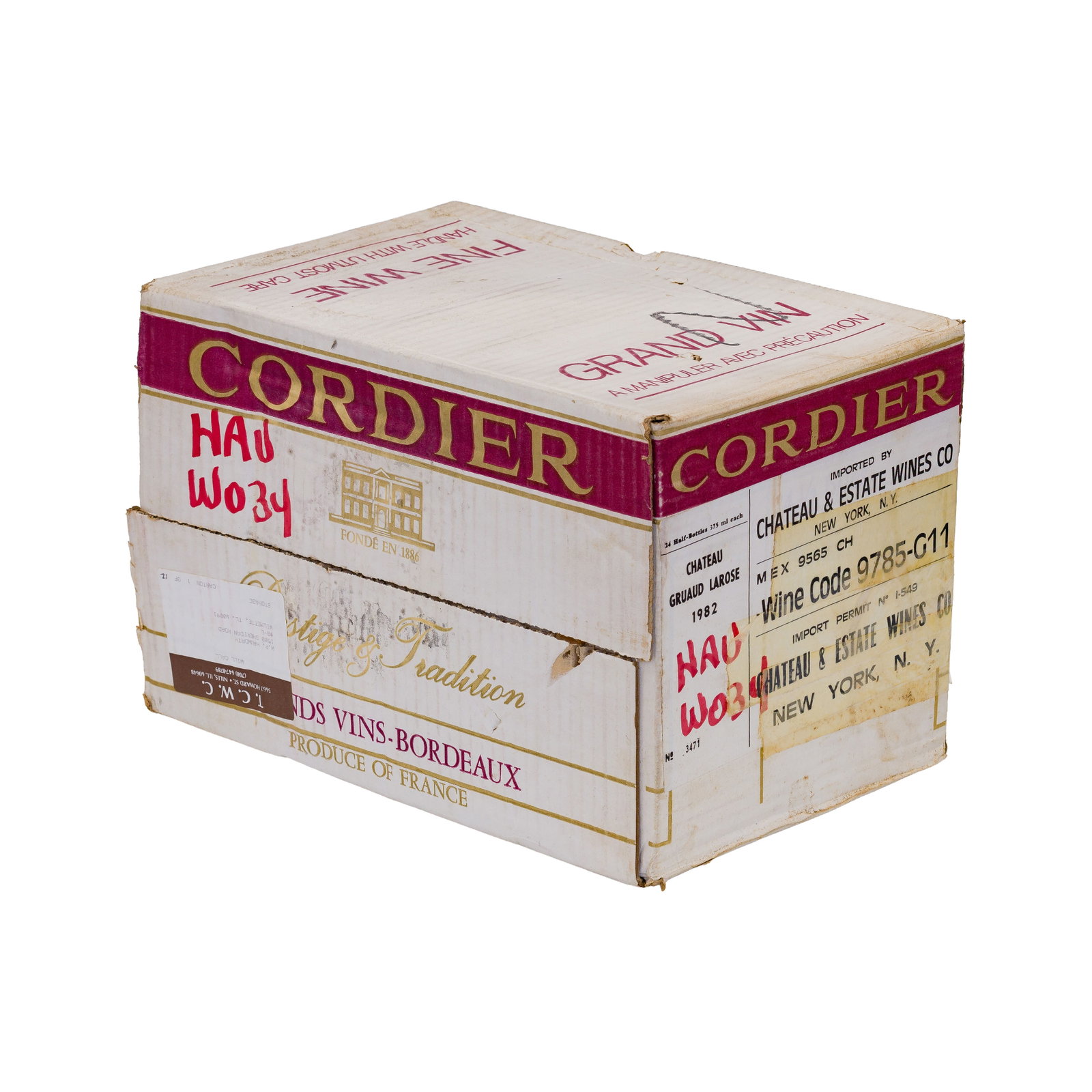 1982 Chateau Gruaud-Larose: 1982 Chateau Gruaud-Larose 1982 Chateau Gruaud-Larose (24x 375ml), Bordeaux, France, sealed OCB having writing and wear Provenance: consigned by the estate of the original owner, found in humidity con