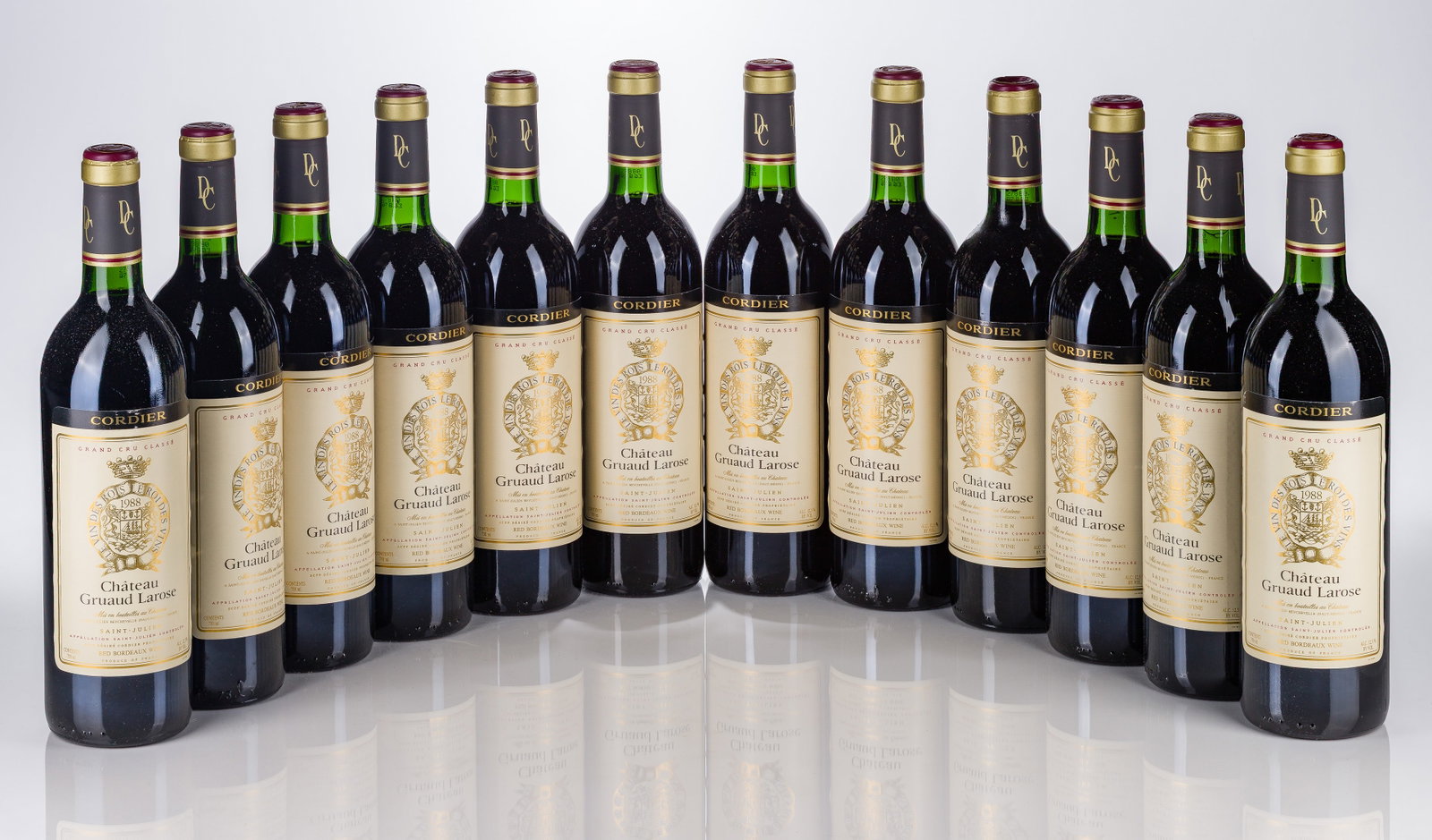 1988 Chateau Gruaud-Larose: 1988 Chateau Gruaud-Larose 1988 Chateau Gruaud-Larose, Medoc, France (12x 750ml), fill: N / BN, labels: fully legible, intact, minor shelf wear, capsules / corks: firm, original, no signs of leakage o