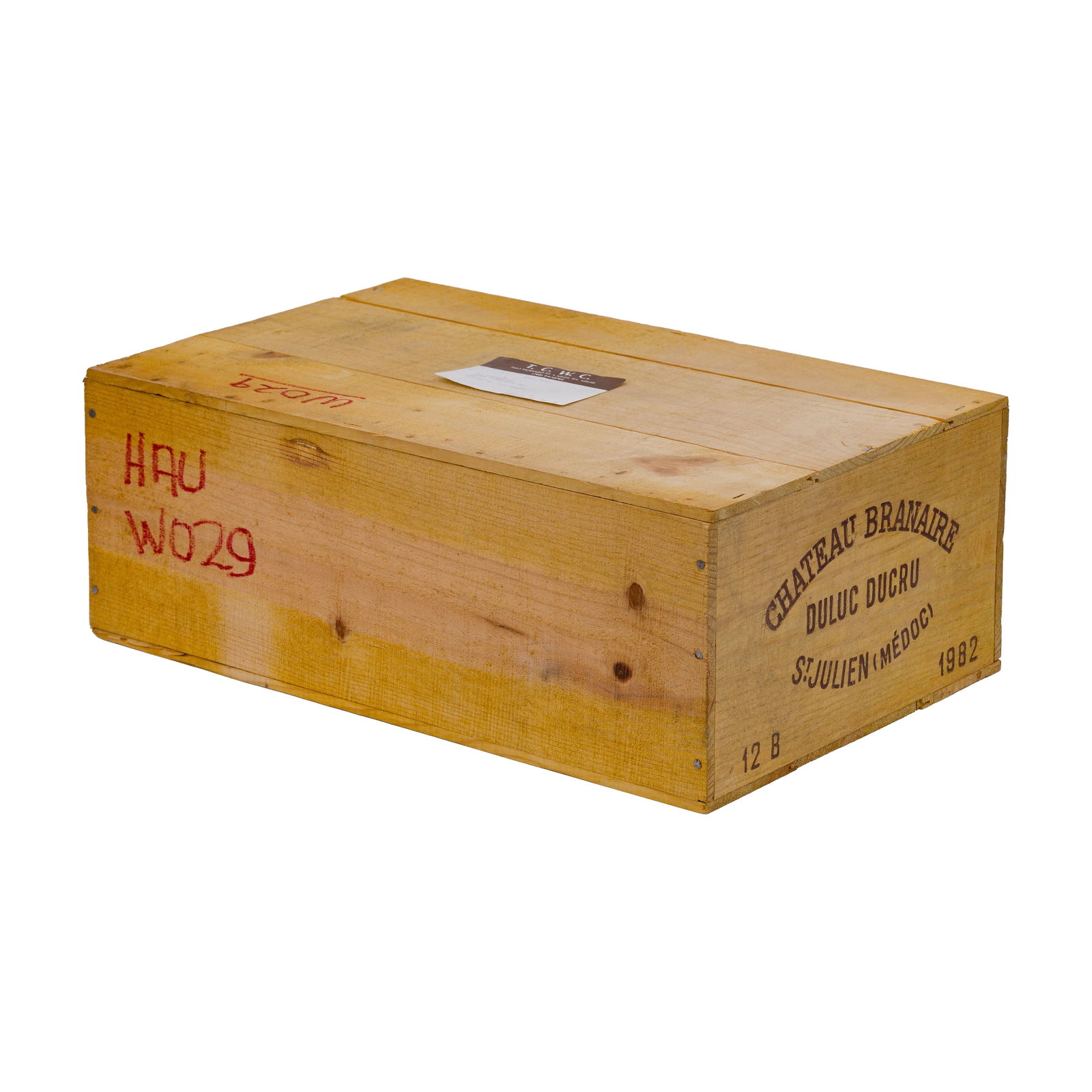 1982 Chateau Branaire-Ducru: 1982 Chateau Branaire-Ducru 1982 Chateau Branaire-Ducru (12x 750ml), St. Julien, Medoc, Bordeaux, France, sealed OWC having writing Provenance: consigned by the estate of the original owner, found in 