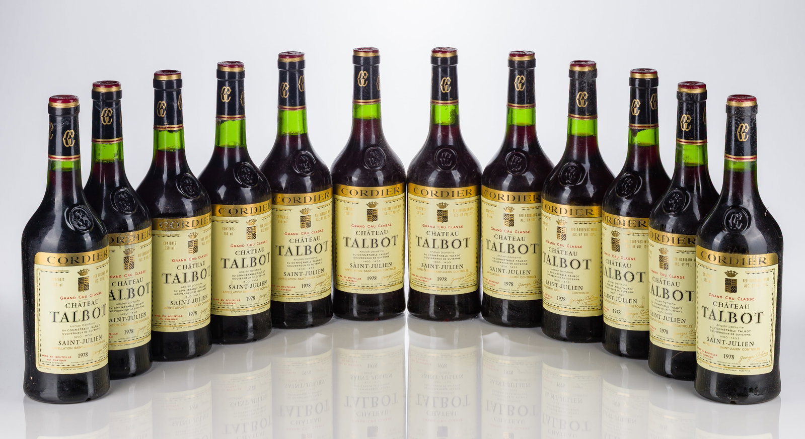 1978 Chateau Talbot Grand Cru: 1978 Chateau Talbot Grand Cru 1978 Chateau Talbot Grand Cru (12x 750ml), Saint-Julien, Médoc, Bordeaux, France, fill: BN, labels: fully legible, intact having minor wear, capsules / corks: firm, orig