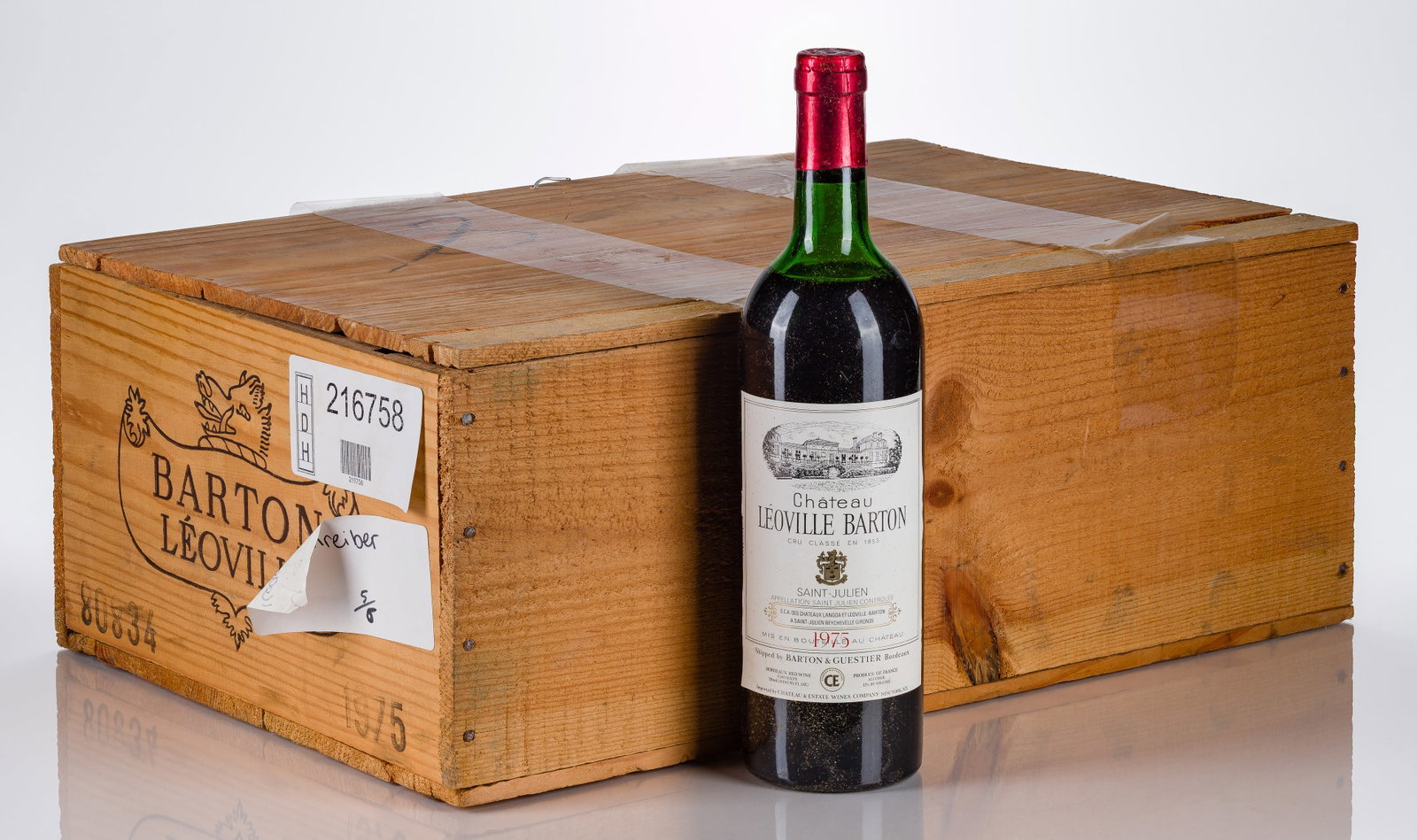 1975 Chateau Leoville Barton: 1975 Chateau Leoville Barton 1975 Chateau Leoville Barton (11x 750ml), Saint Julien, France, fill: presumed N / BN, labels: fully legible, intact having minor shelf wear, capsules / corks: firm, some 