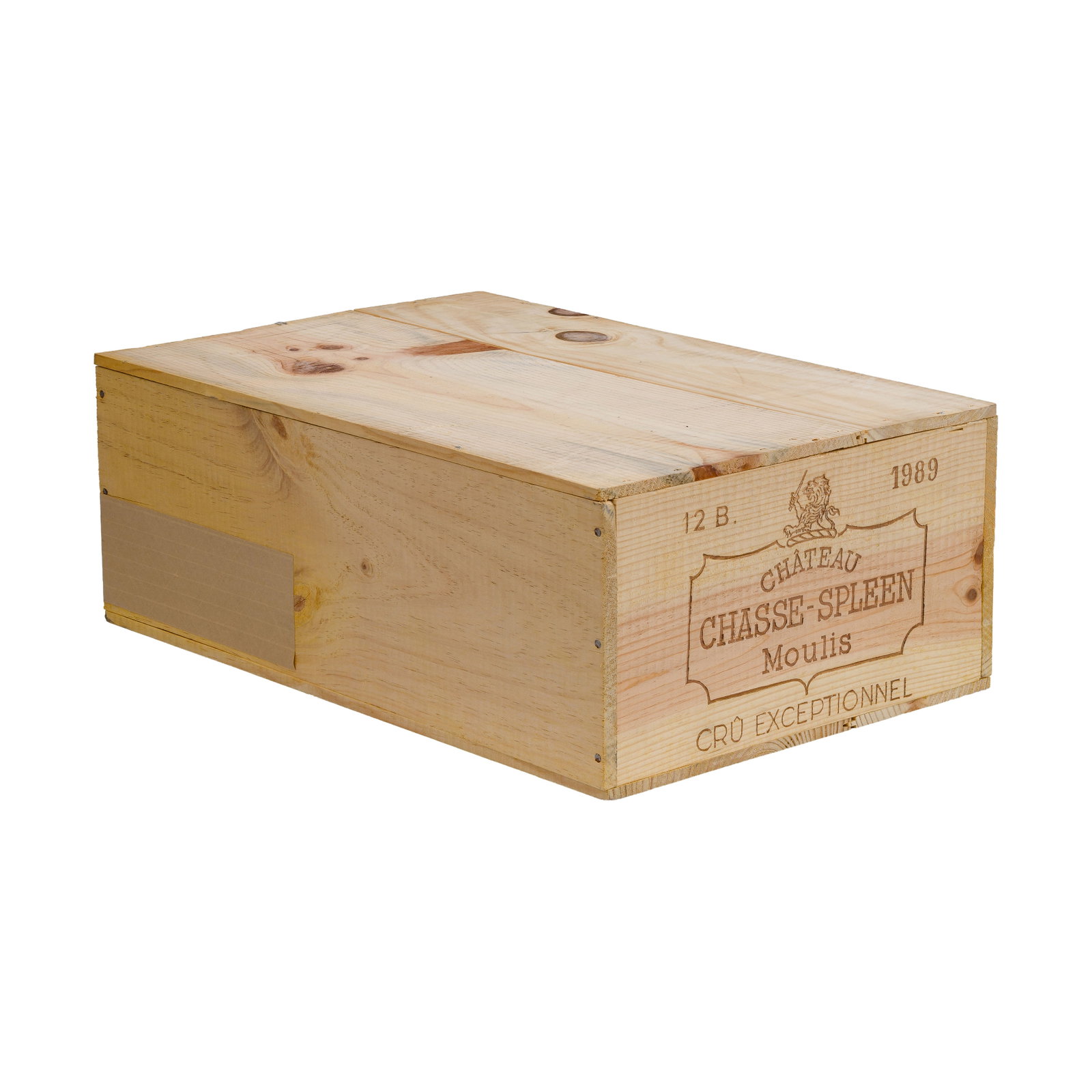 1989 Chateau Chasse-Spleen: 1989 Chateau Chasse-Spleen 1989 Chateau Chasse-Spleen Cru Exceptionnel (12x 750ml), Moulis, France, sealed OWC having markings Provenance: consigned by the estate of the original owner, found in humid