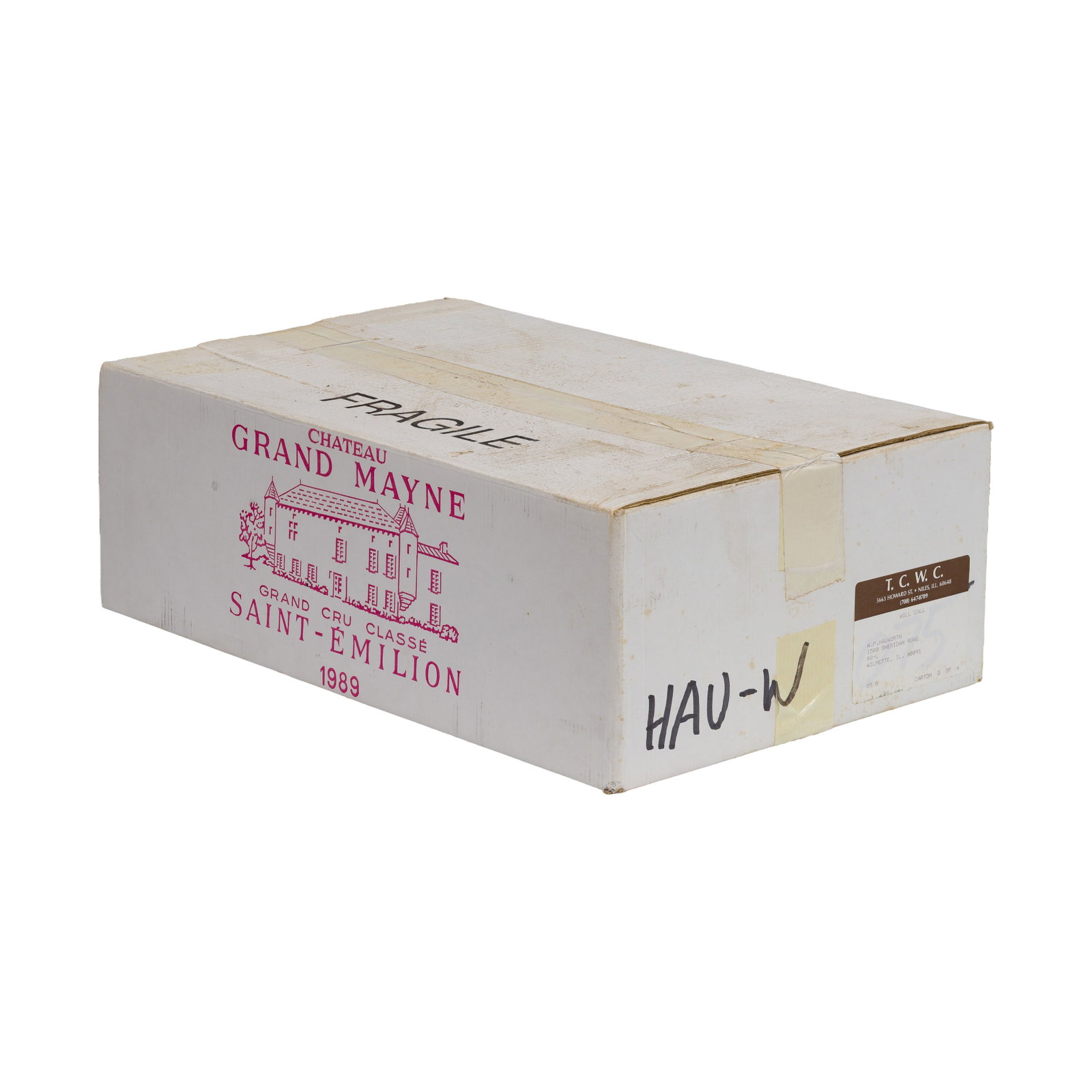 1989 Chateau Grand Mayne Grand Cru: 1989 Chateau Grand Mayne Grand Cru 1989 Chateau Grand Mayne Grand Cru (12x 750ml), Saint Emilion, France, sealed OCB having writing Provenance: consigned by the estate of the original owner, found in 