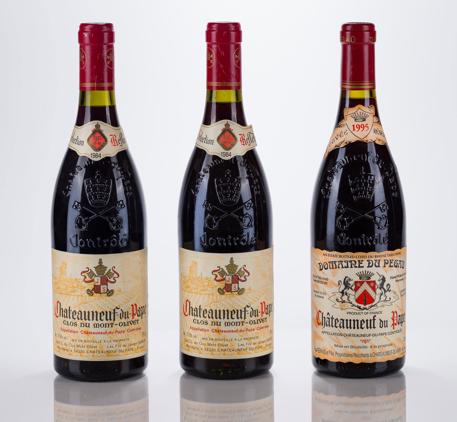 1984 and 1995 Clos du Mont-Olivet Chateauneuf-du-Pape: 1984 and 1995 Clos du Mont-Olivet Chateauneuf-du-Pape 1984 Clos du Mont-Olivet Chateauneuf-du-Pape Red Blendand (2x 750ml), Rhone Valley, France, fill: 1cm, 1995 Clos du Mont-Olivet Chateauneuf-du-Pap