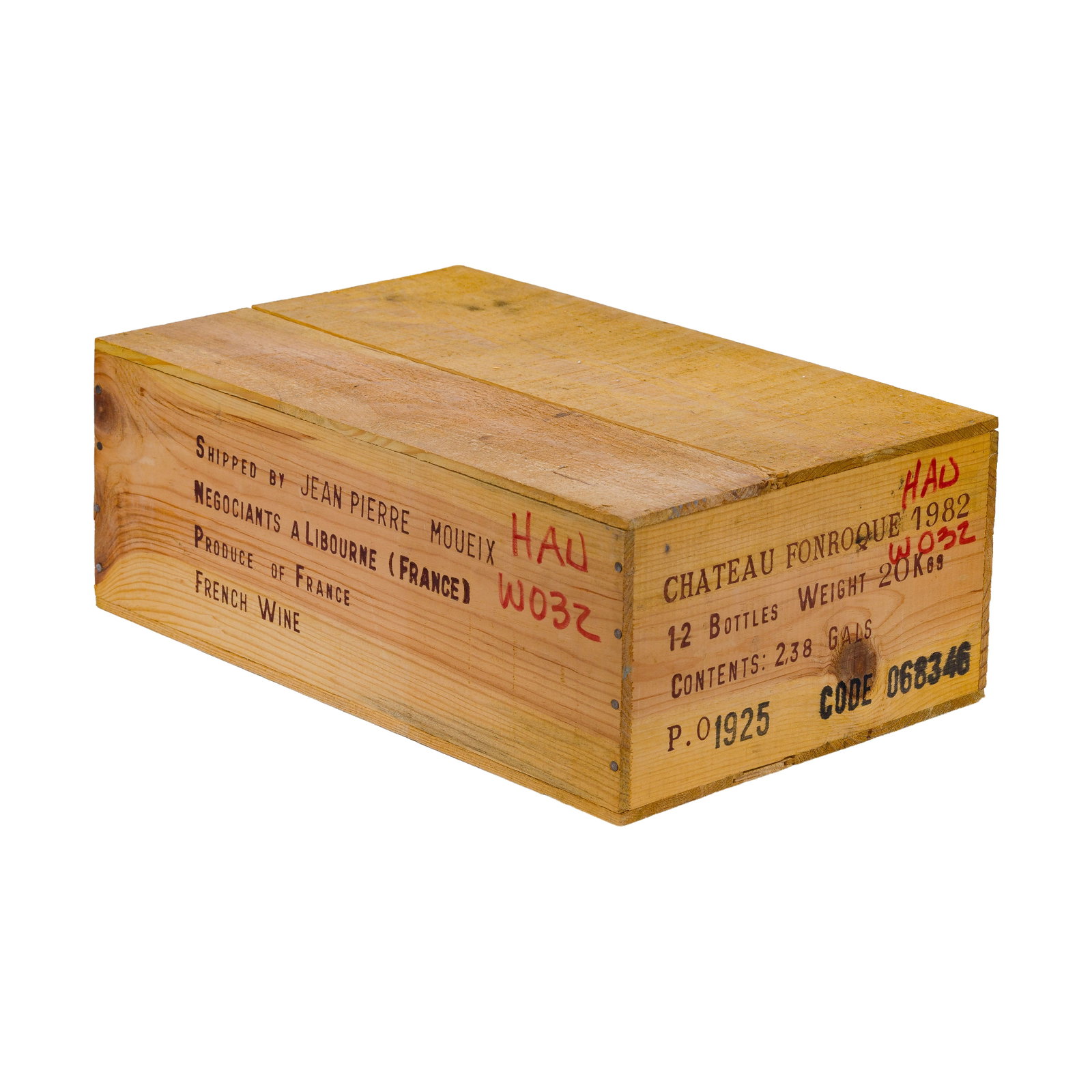 1982 Chateau Fonroque Grand Cru: 1982 Chateau Fonroque Grand Cru 1982 Chateau Fonroque Grand Cru (12x 750ml), Bordeaux, France, sealed OWC having writing Provenance: consigned by the estate of the original owner, found in humidity co
