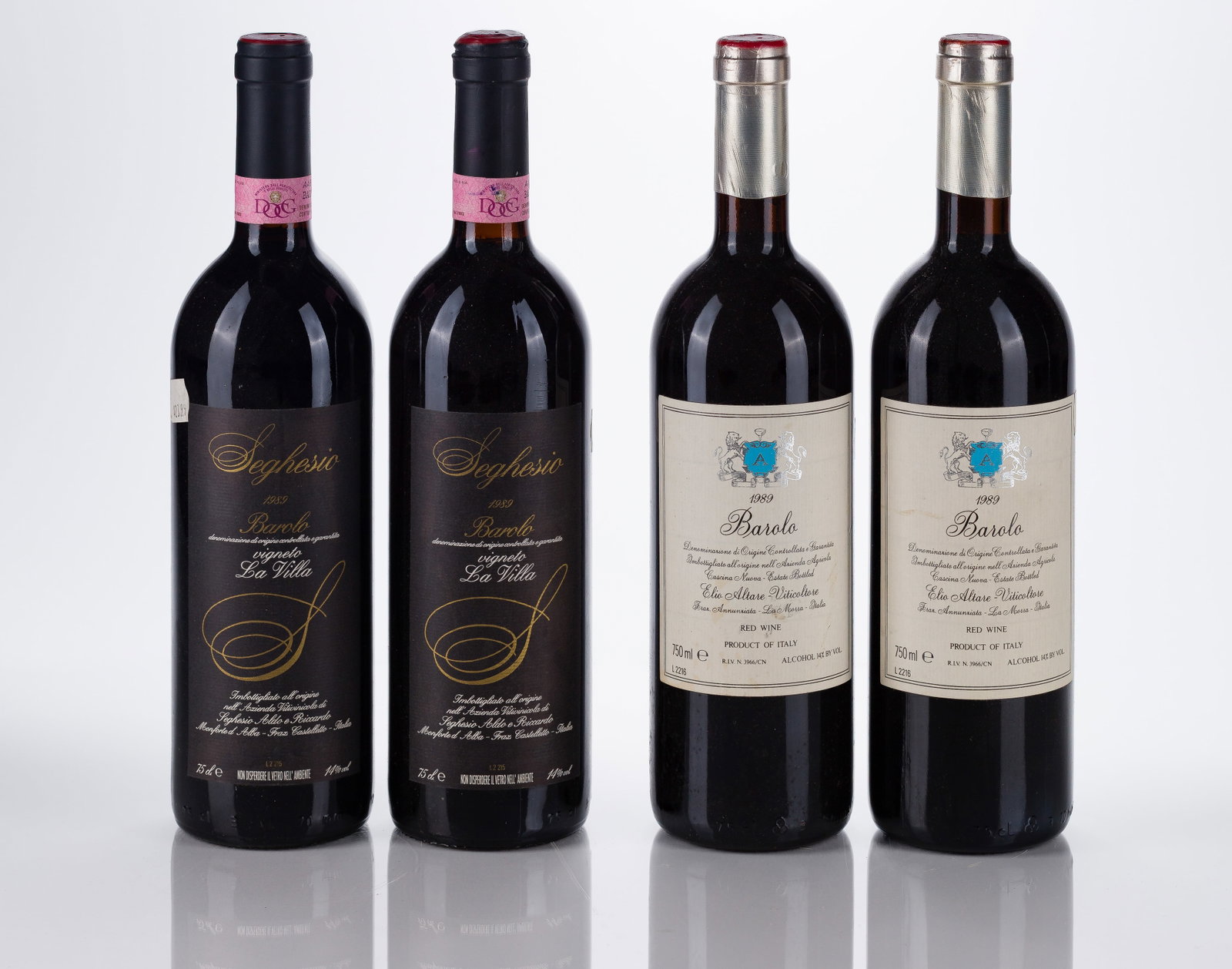 Italian Mixed Wines: Italian Mixed Wines 1989 Altare Barolo (2x 750ml), Barolo, Italy, fill: BN, labels: fully legible, intact having minor shelf wear, capsules / corks: firm, original, no signs of leakage or corrosion,