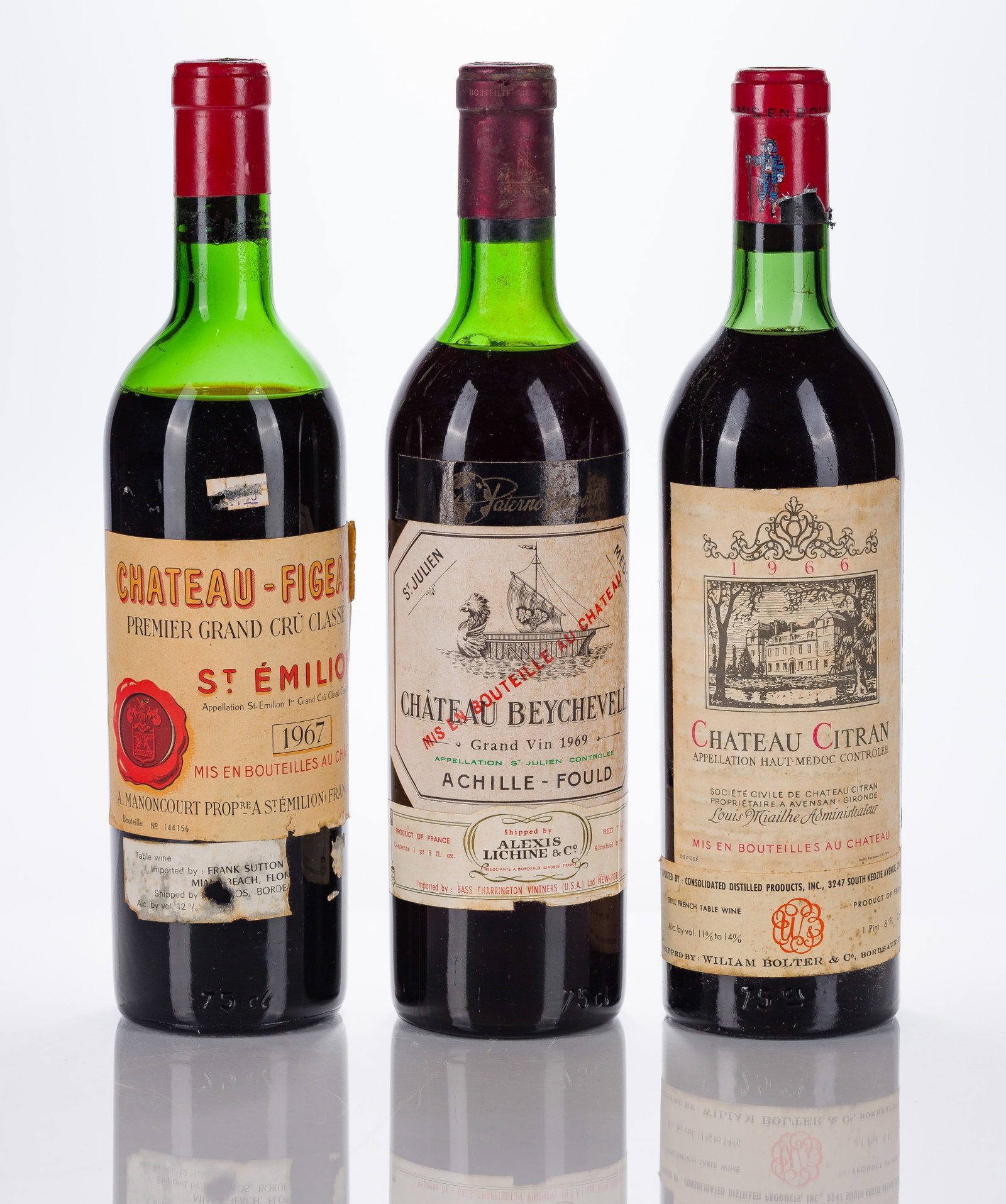 French Mixed Wines: French Mixed Wines 1966 Chateau Citran Grand Cru (1x 750ml), Medoc, France, fill: BN, labels: fully legible, intact having bin stains, nicks, scuffs and minor shelf wear, capsules / corks: firm, origi