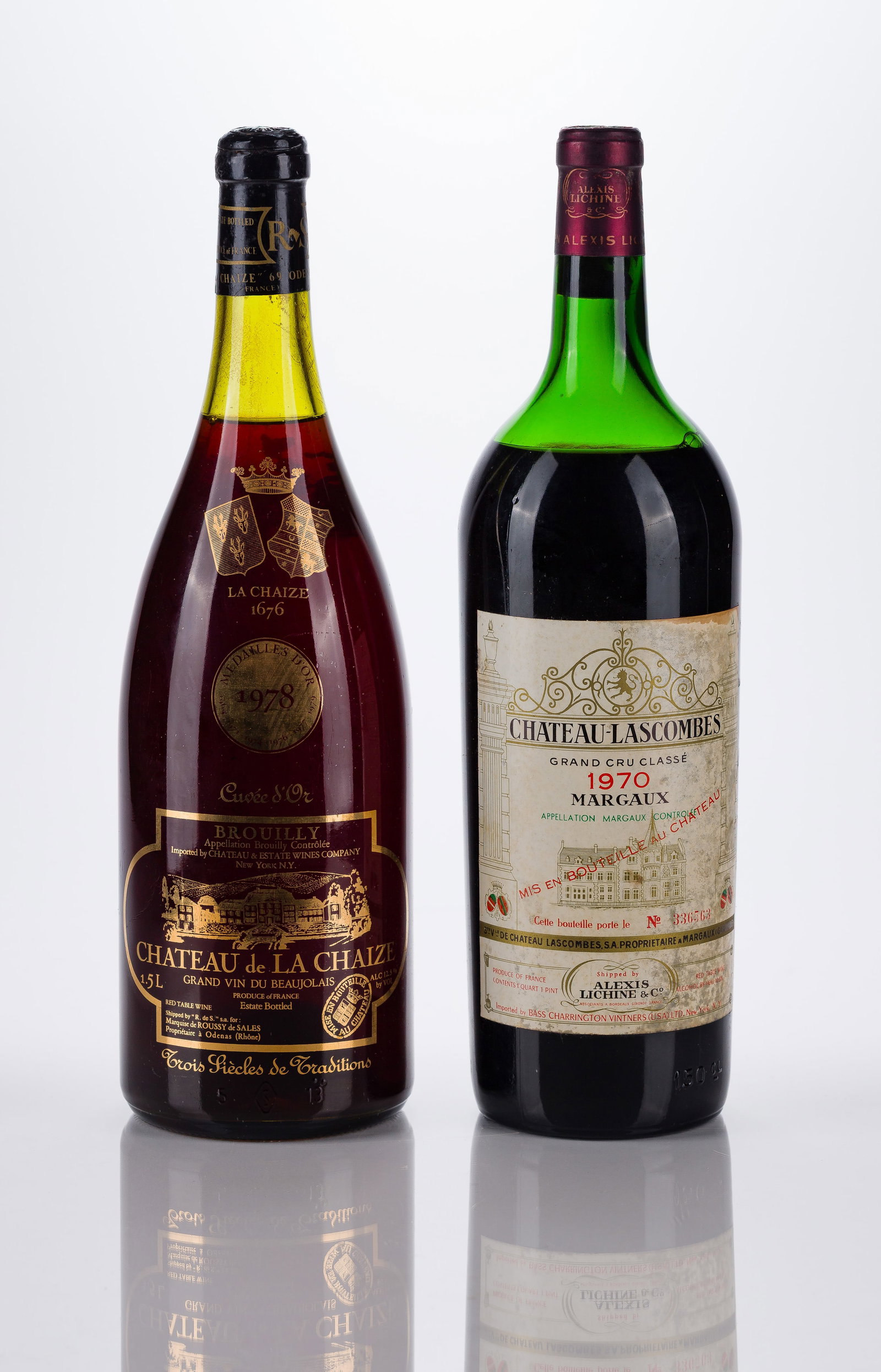 French Mixed Wines: French Mixed Wines 1978 Chateau de La Chaize Grand Vin Beaujolais (1x 1.5L), Ribera Del Duero, Spain, fill: 4.5cm, label: imprinted on bottle fully legible, minor shelf wear, capsules / corks: slightl
