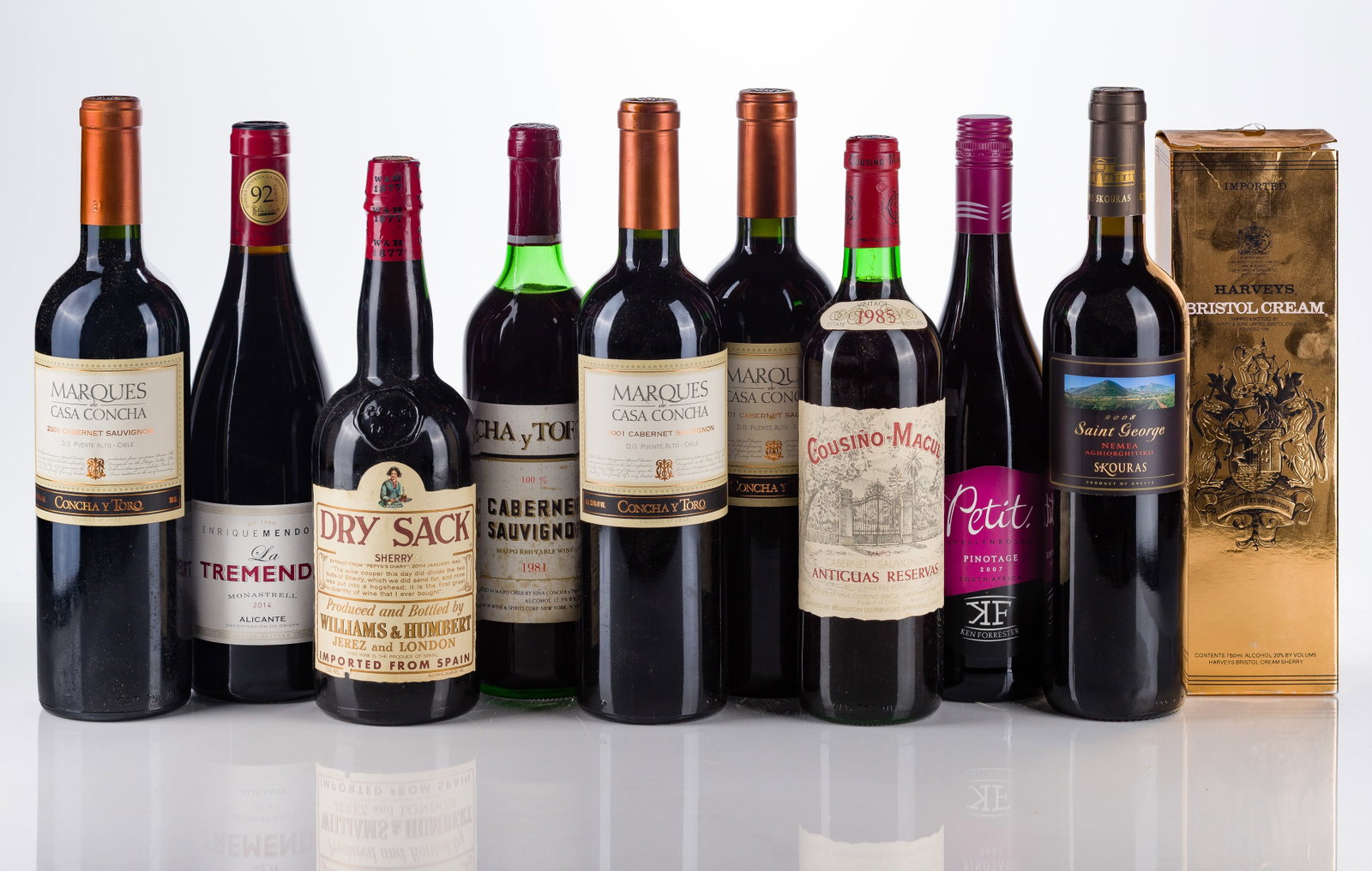 Various Mixed Wines: Various Mixed Wines 1981 Concha y Toro Cabernet Sauvignon (1x 750ml), Maipo, Chile, fill: BN, 1985 Cousino-Macul Reservas Cabernet Sauvignon (1x 750ml), Santiago, Chile, fill: BN, 2007 Ken Forrester