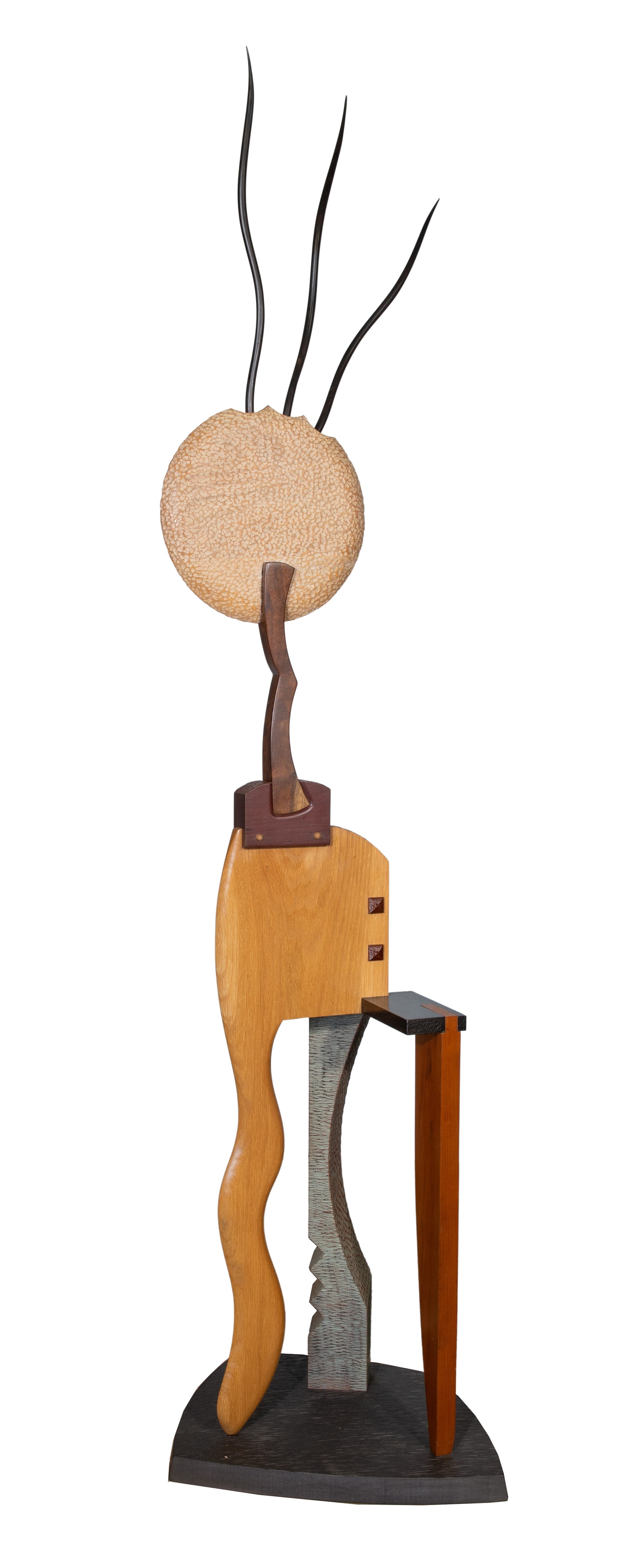 Mark Wallis (American, 20th Century) 'The Poet' Sculpture: Mark Wallis (American, 20th Century) 'The Poet' Sculpture 2001, incised initials, a multi-wood sculpture having slender, curvilinear elements Property from: an Estate, Chicago (Bucktown), Illinois Hei