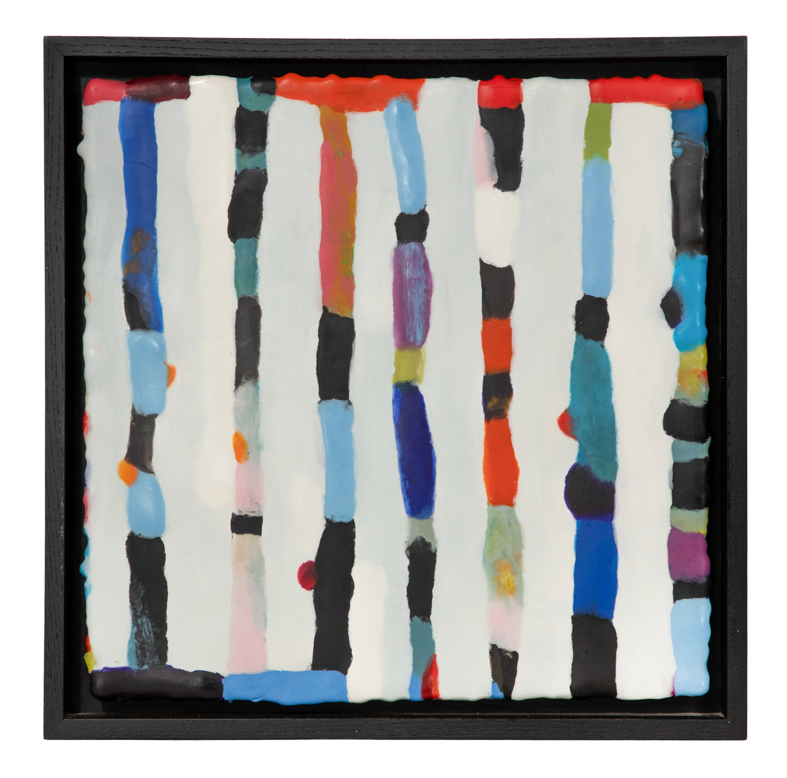 Kathleen Waterloo (French, b.1947) 'JuJu II' Encaustic on Cloth: Kathleen Waterloo (French, b.1947) 'JuJu II' Encaustic on Cloth 2006, signed and titled verso, an abstract created from wax, in a wood frame Property from: a Private Collector, Chicago (West Town),