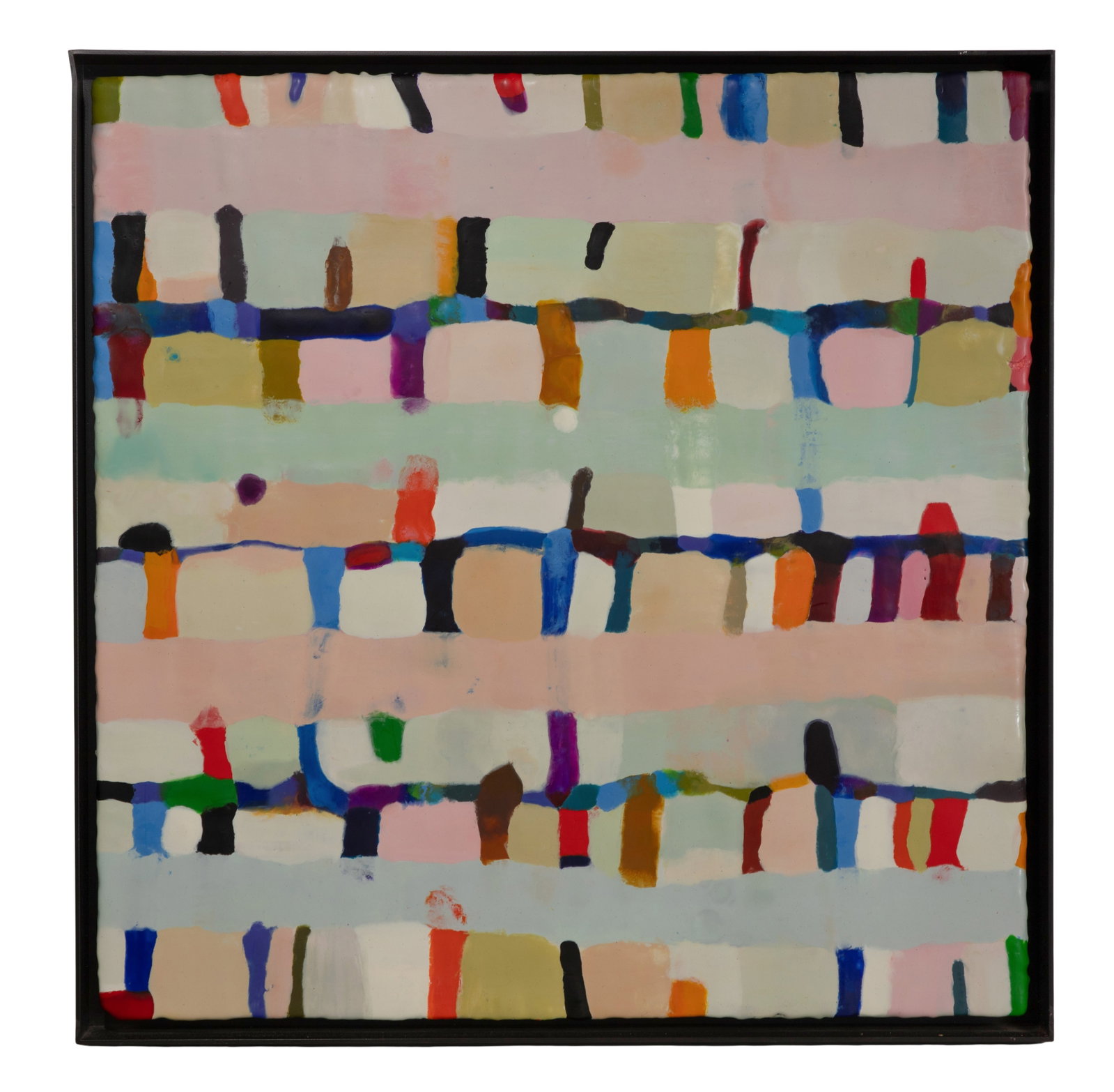 Kathleen Waterloo (French, b.1947) 'Airport / Washington' Encaustic on Cloth: Kathleen Waterloo (French, b.1947) 'Airport / Washington' Encaustic on Cloth 2007, signed and titled verso, an abstract created from wax, in a wood frame Property from: a Private Collector, Chicago (W